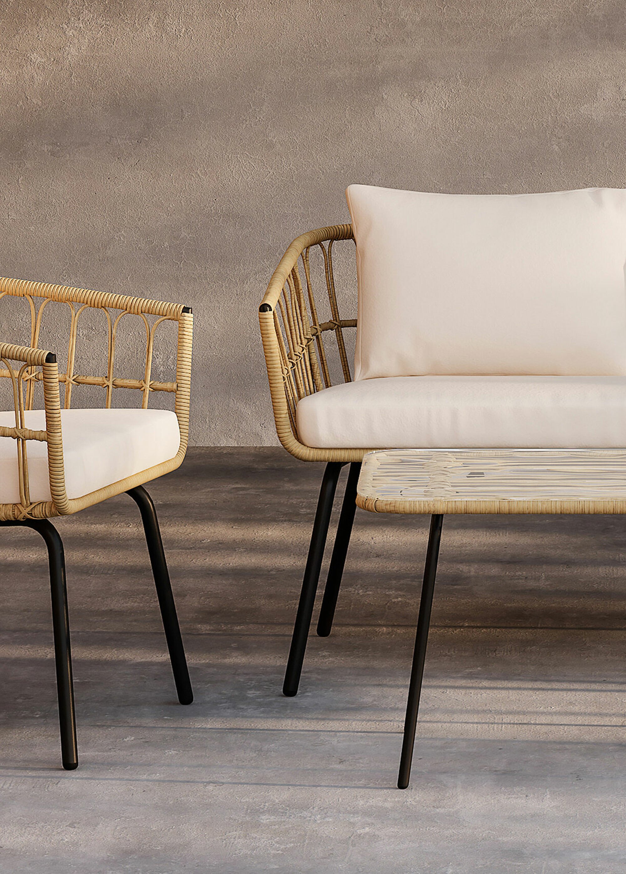 Salon de jardin 4 pers. avec table basse