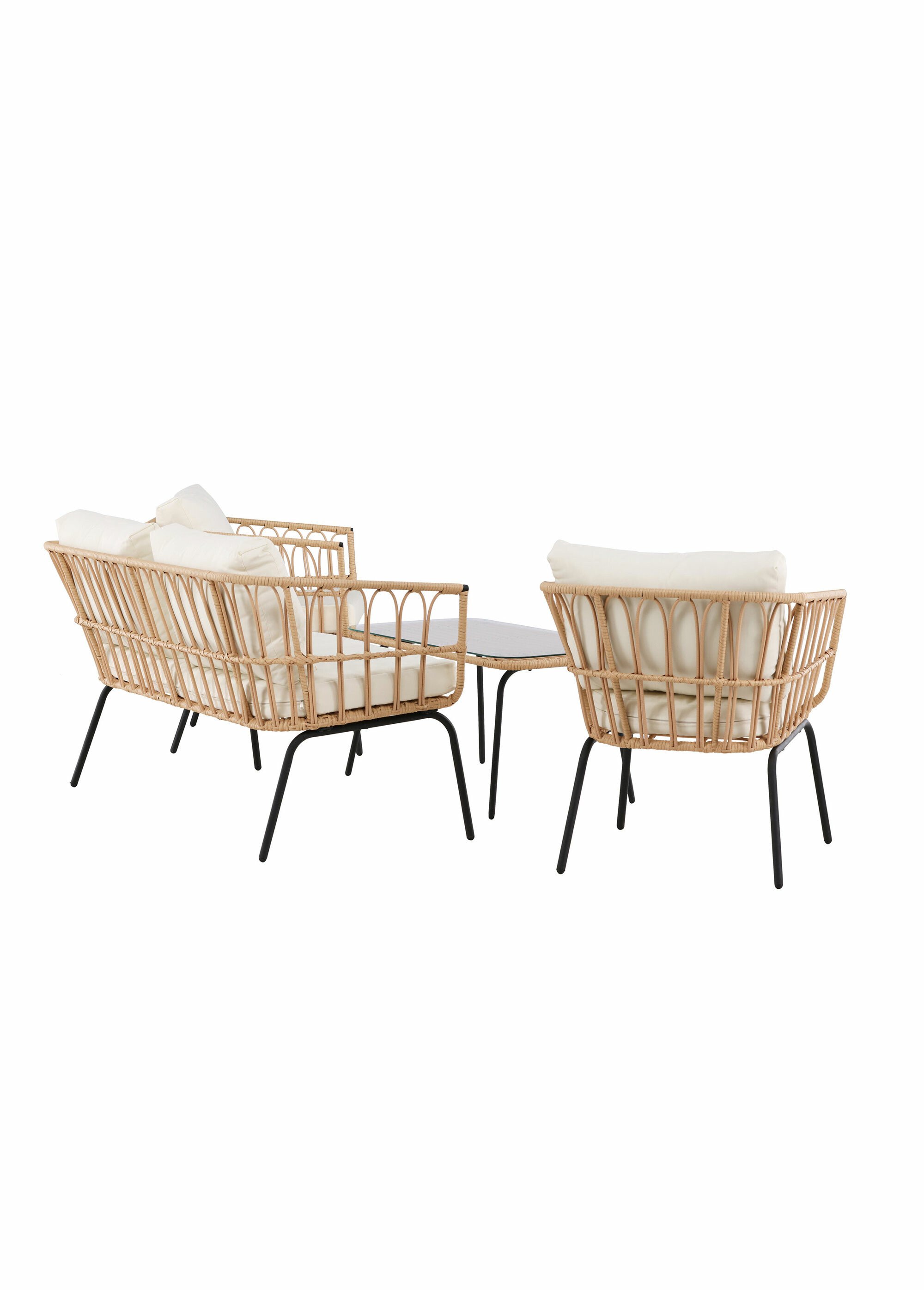 Salon de jardin 4 pers. avec table basse