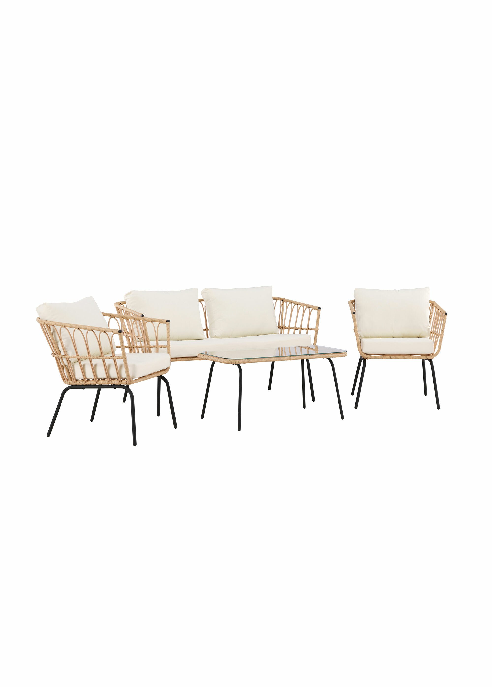 Salon de jardin 4 pers. avec table basse