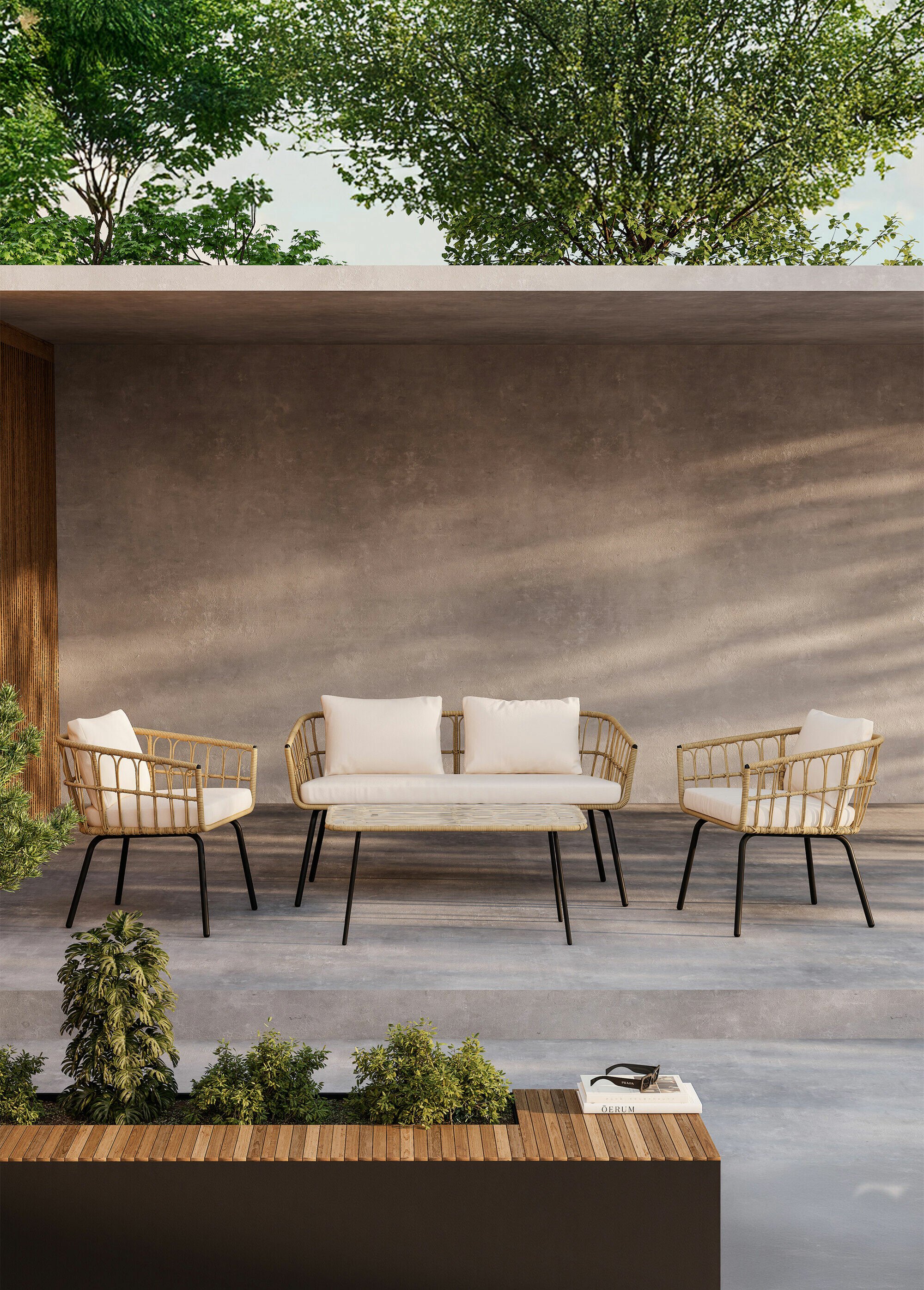 Salon de jardin 4 pers. avec table basse BEIGE VEN-9795-000 SI1