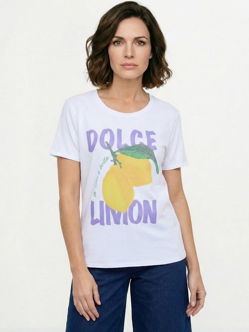 T-shirt à message manches courtes Femme Blanc CAROLANE FA1