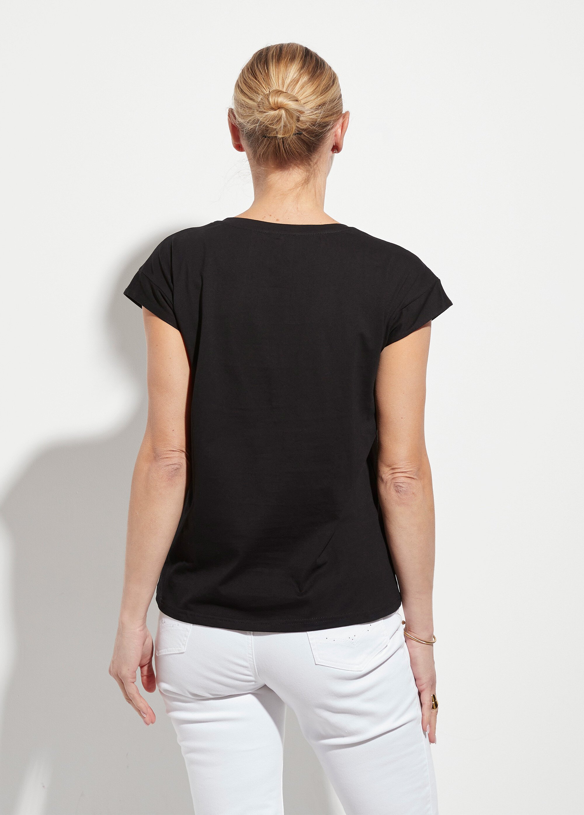 T-shirt col V sans manches maille coton