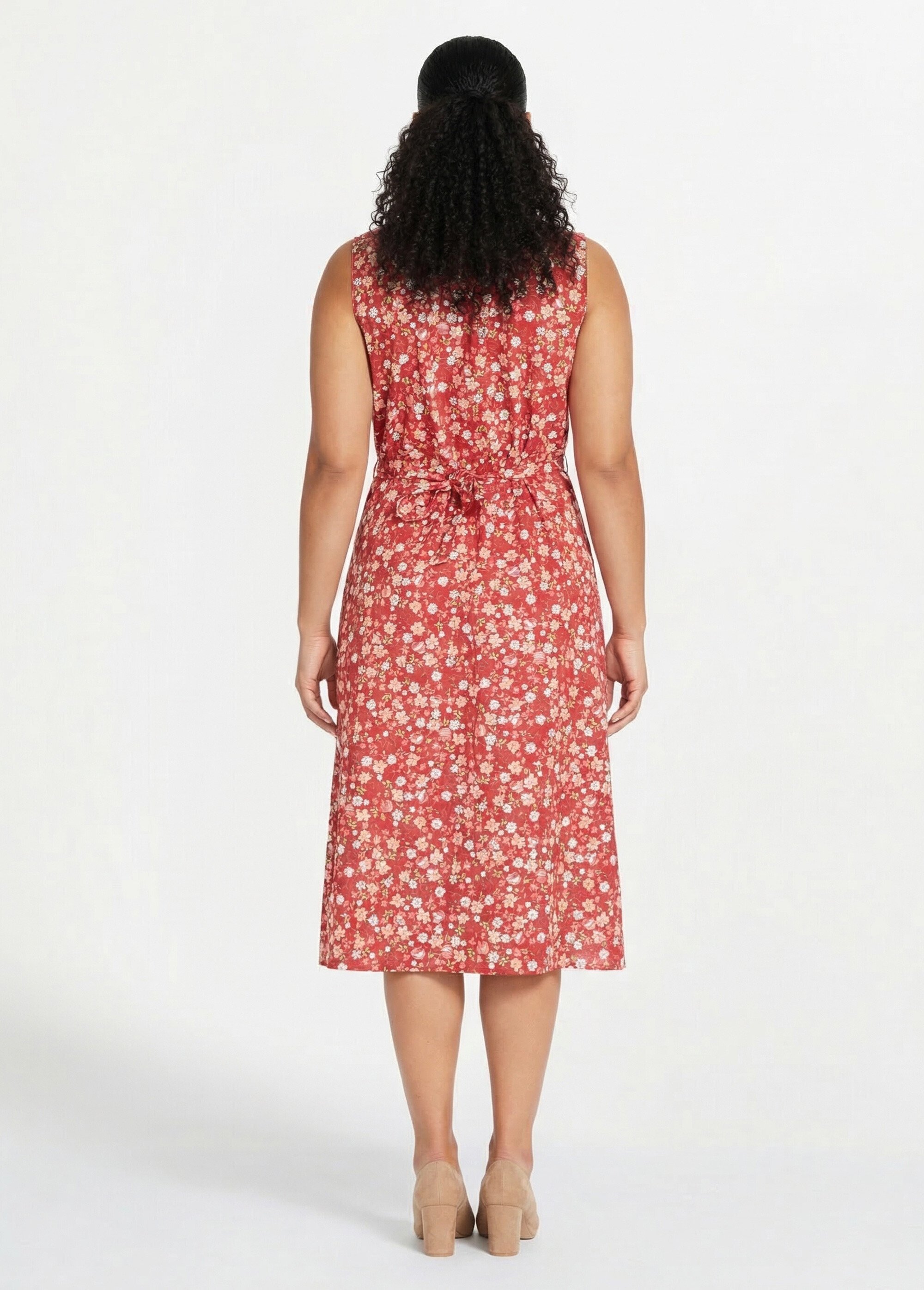 Tablier cache-coeur sans manches coton fleuri Femme Rouge ANDORRE DO1