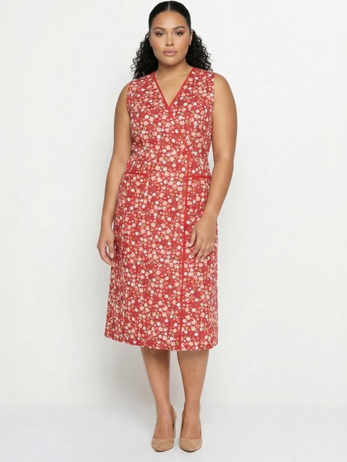 Tablier cache-coeur sans manches coton fleuri Femme Rouge ANDORRE FA1