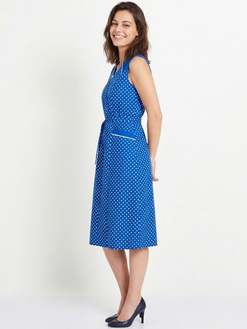 Tablier zippé sans manches carreaux vichy Femme Bleu ARNAUD MV1