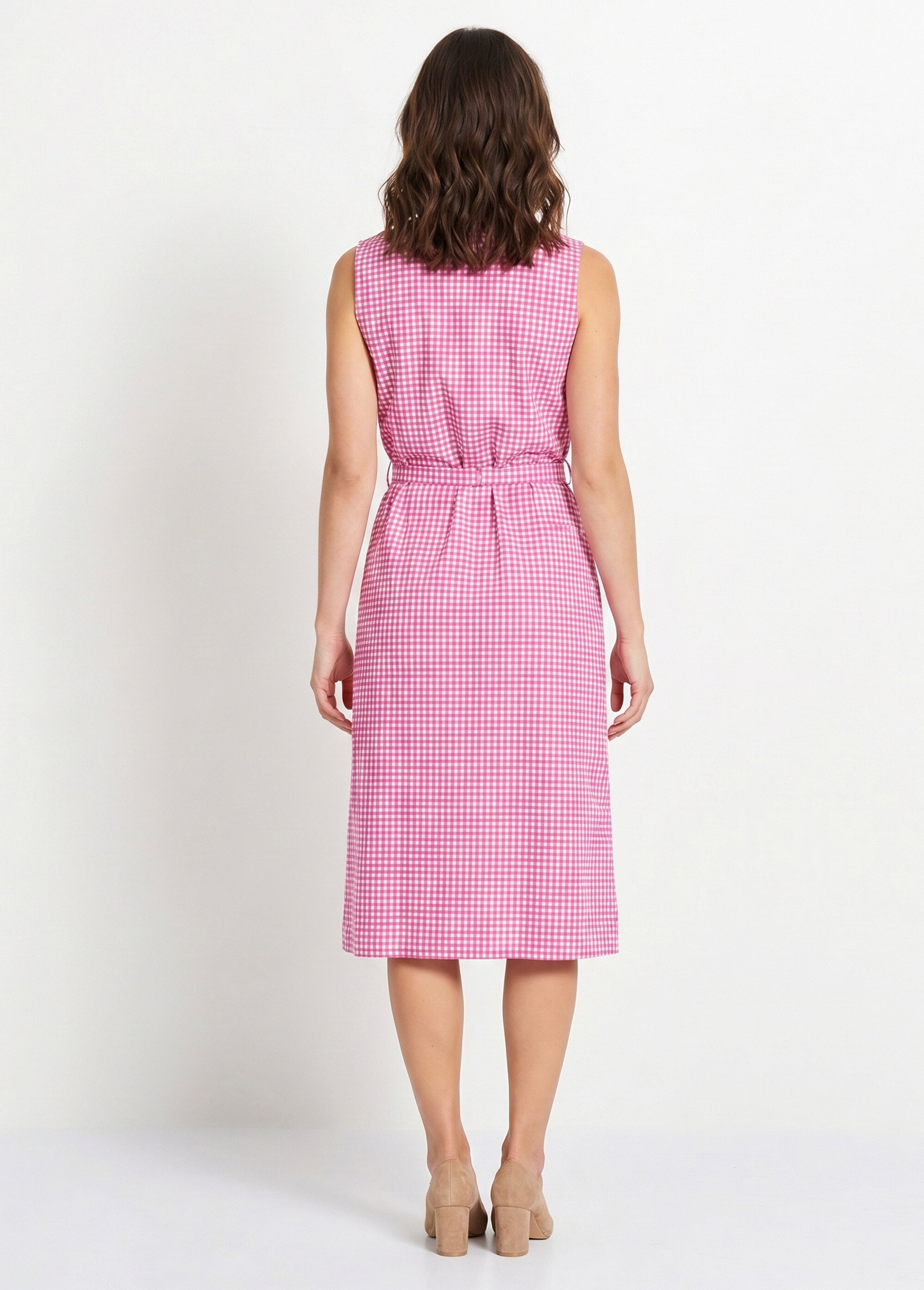 Tablier zippé sans manches carreaux vichy Femme Rose ARNAUD DO1