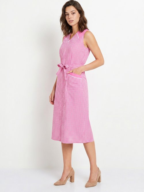 Tablier zippé sans manches carreaux vichy Femme Rose ARNAUD MV1
