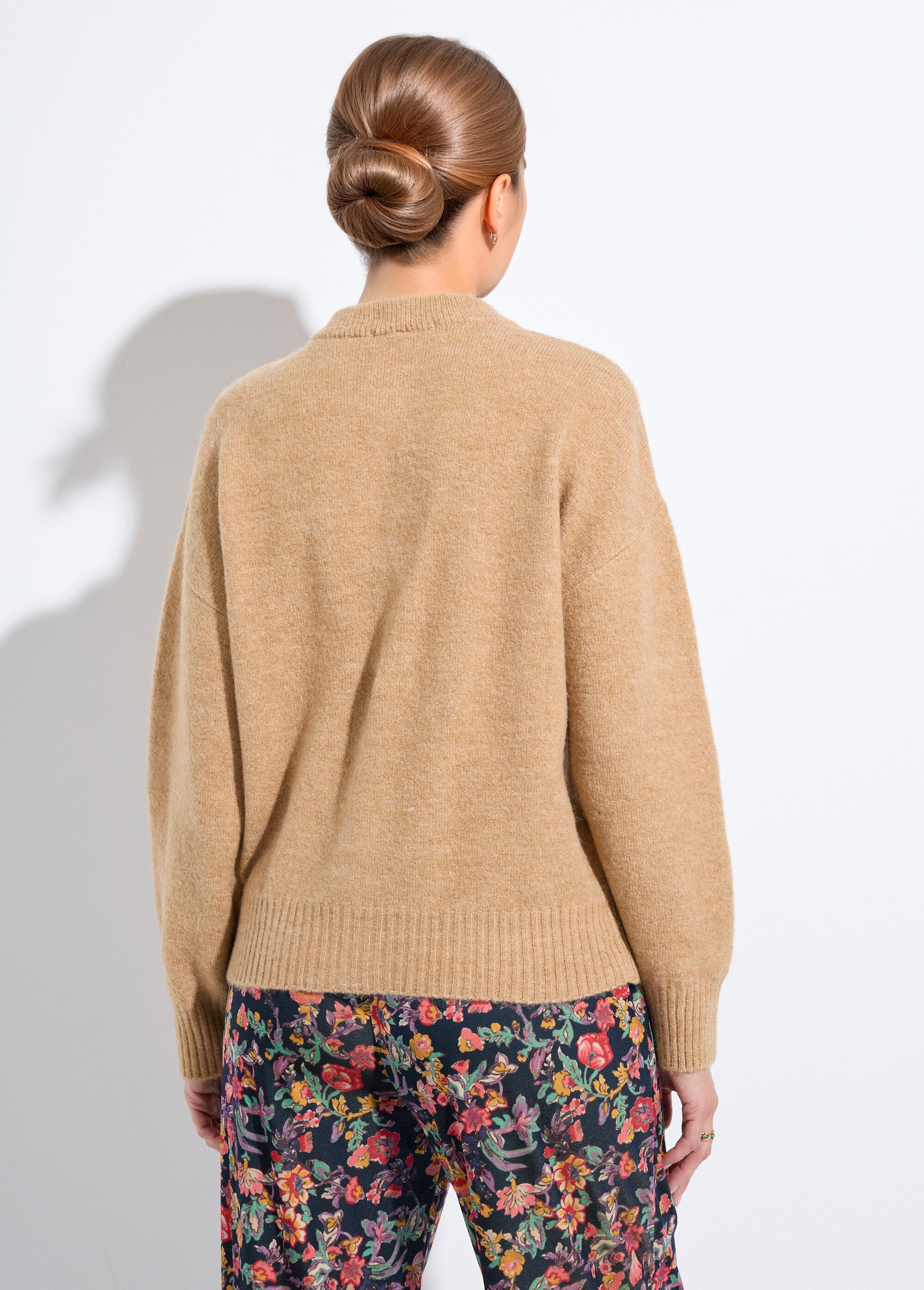 Gilet cardigan unie boutonnée avec laine Femme Marron PACORUS DO1