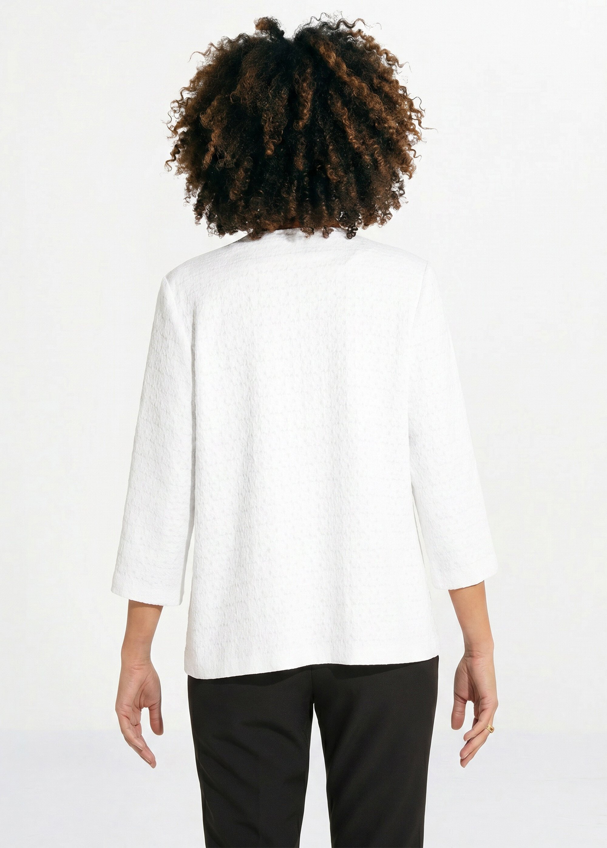 Veste ras de cou manches 3/4 Femme Blanc TEXAN DO1