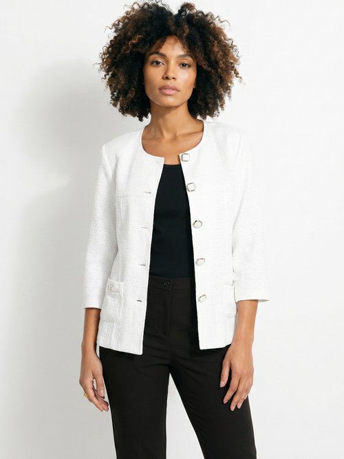 Veste ras de cou manches 3/4 Femme Blanc TEXAN FA1