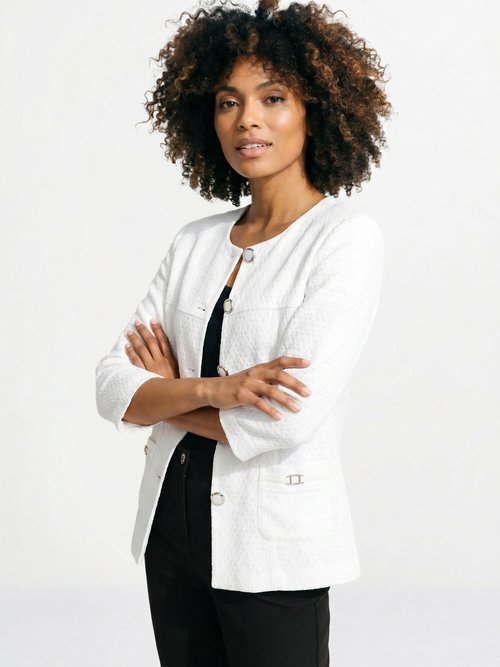 Veste ras de cou manches 3/4 Femme Blanc TEXAN MV1