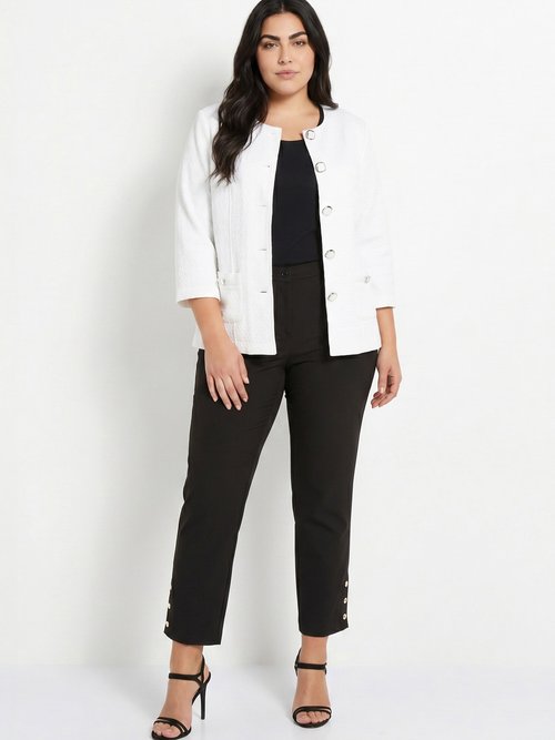 Veste ras de cou manches 3/4 Femme Grande Taille Blanc TEXAN SI1