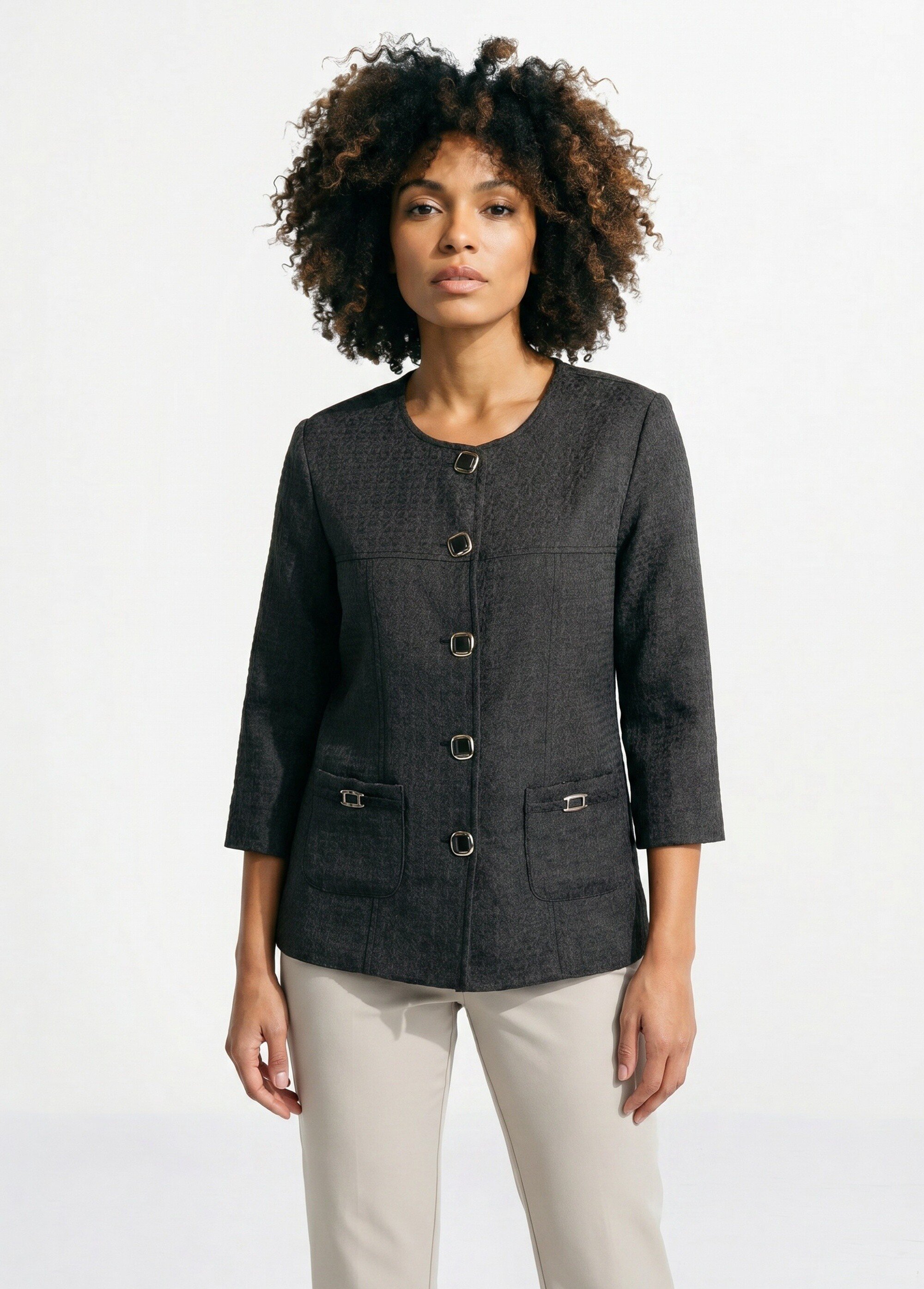 Veste ras de cou manches 3/4 Femme Noir TEXAN FA1