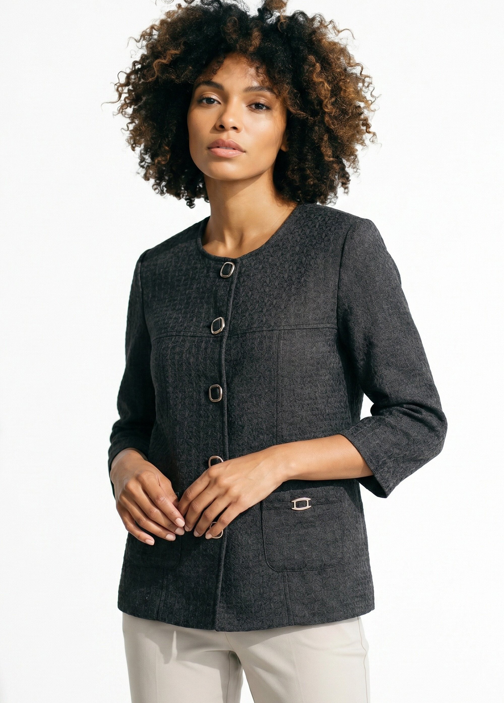 Veste ras de cou manches 3/4 Femme Noir TEXAN MV1