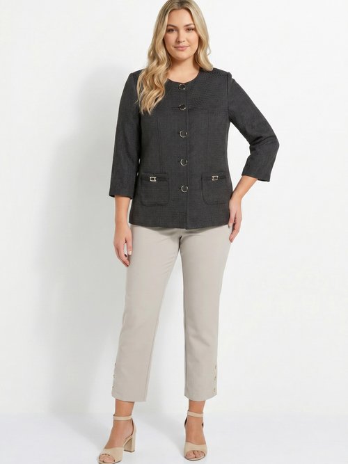 Veste ras de cou manches 3/4 Femme Grande Taille Noir TEXAN SI1