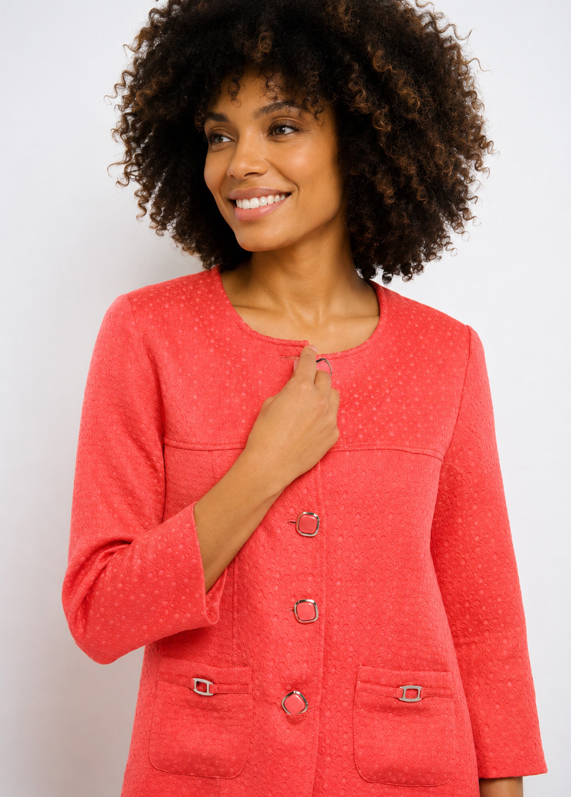 Veste ras de cou manches 3/4 Femme Rose TEXAN DE1