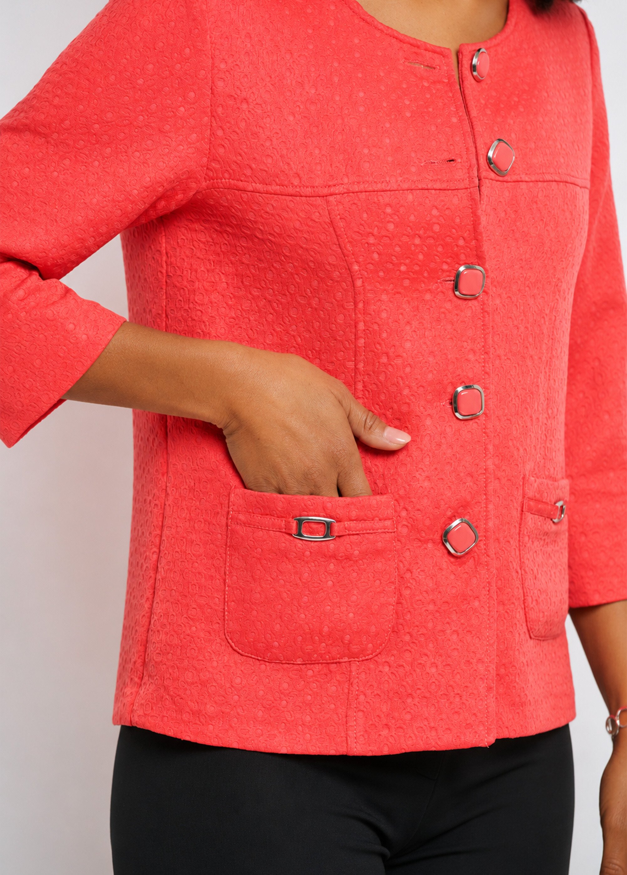 Veste ras de cou manches 3/4 Femme Rose TEXAN DE2