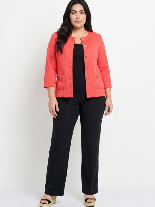 Veste ras de cou manches 3/4 Femme Grande Taille Rose TEXAN SI1