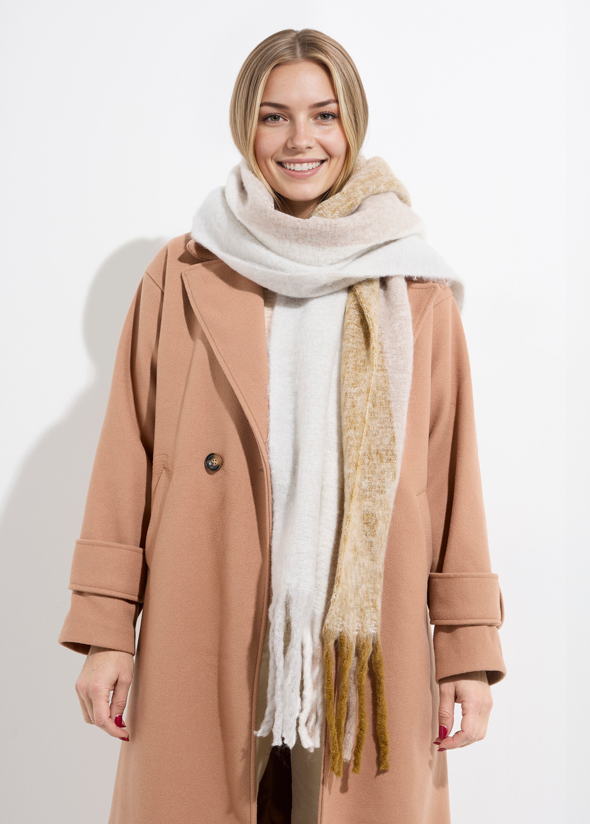 Echarpe épaisse camaieu de carreaux Femme CARREAUX BEIGE NES180LSW2502 FA1