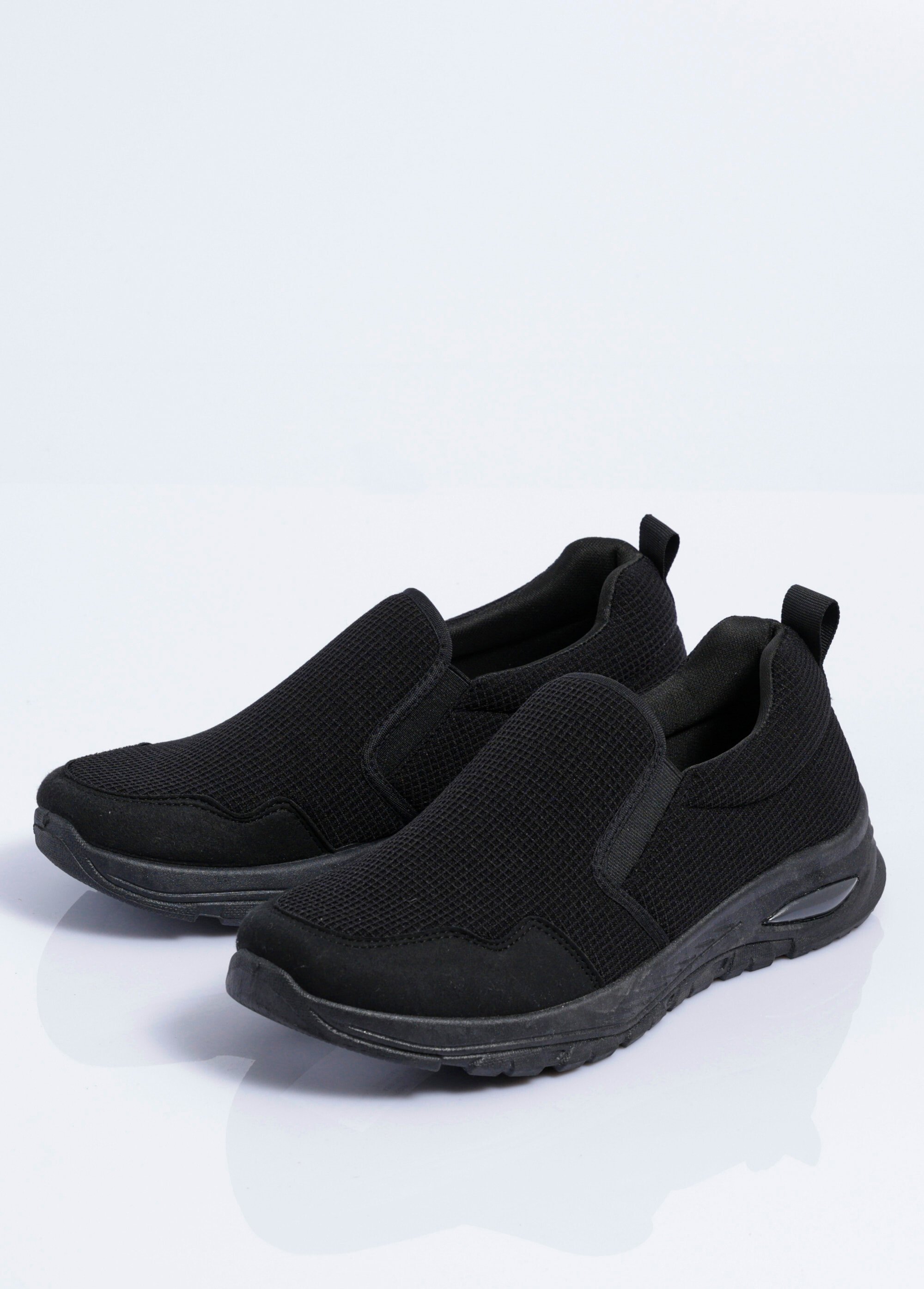 Baskets à enfiler élastiquées largeur confort Homme Noir INDIRA DE1