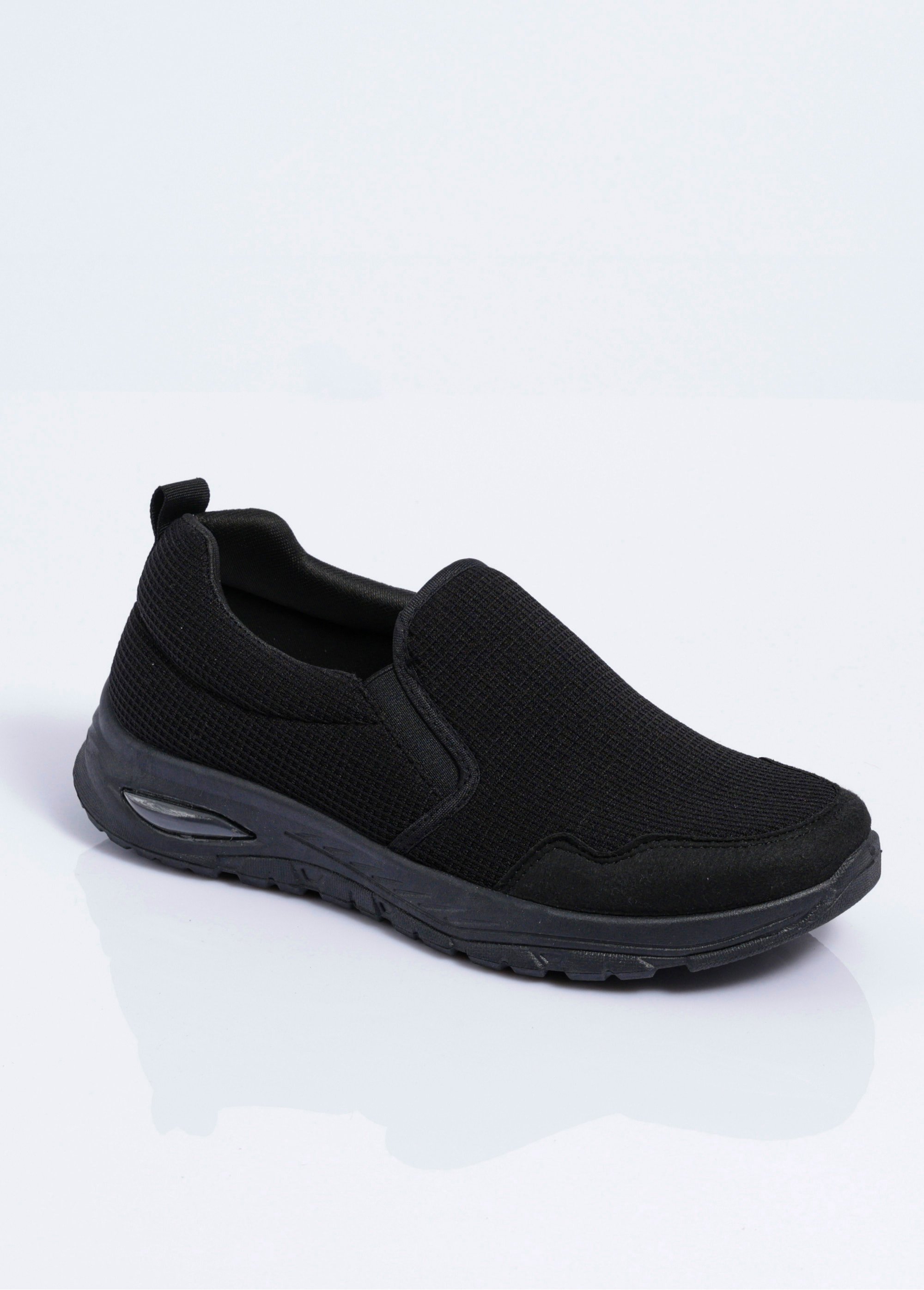 Baskets à enfiler élastiquées largeur confort Homme Noir INDIRA FA1