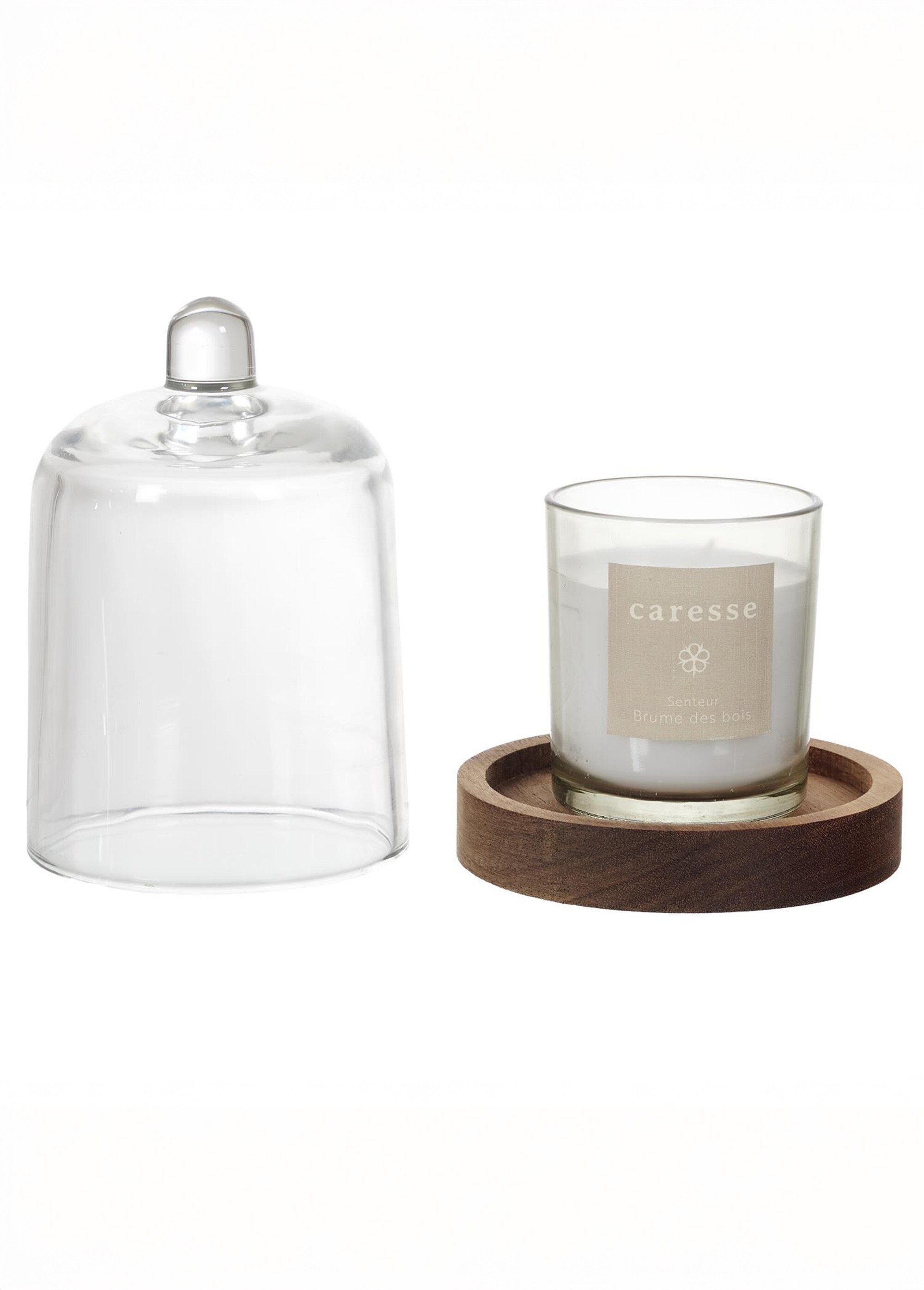 Bougie parfumée + cloche verre et socle Blanc CMP-BO0080 DE1
