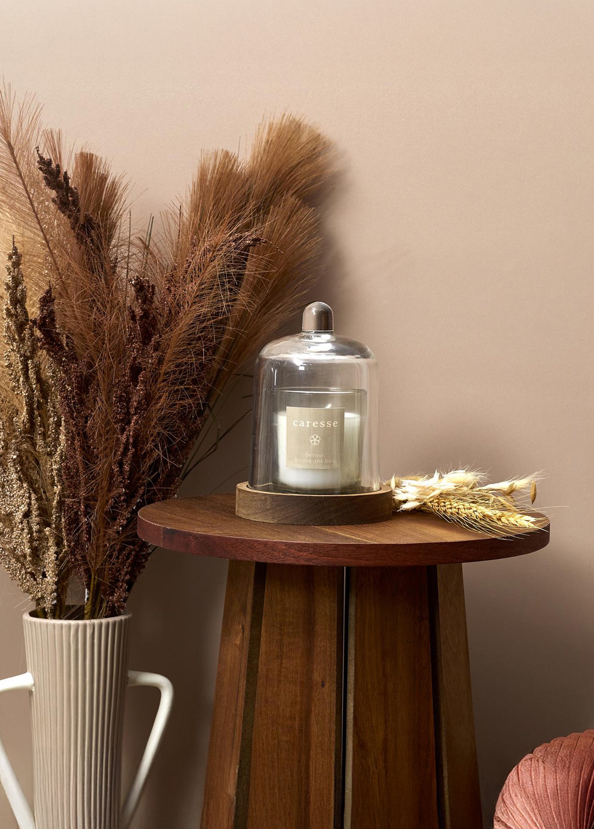 Bougie parfumée + cloche verre et socle Blanc CMP-BO0080 SI1