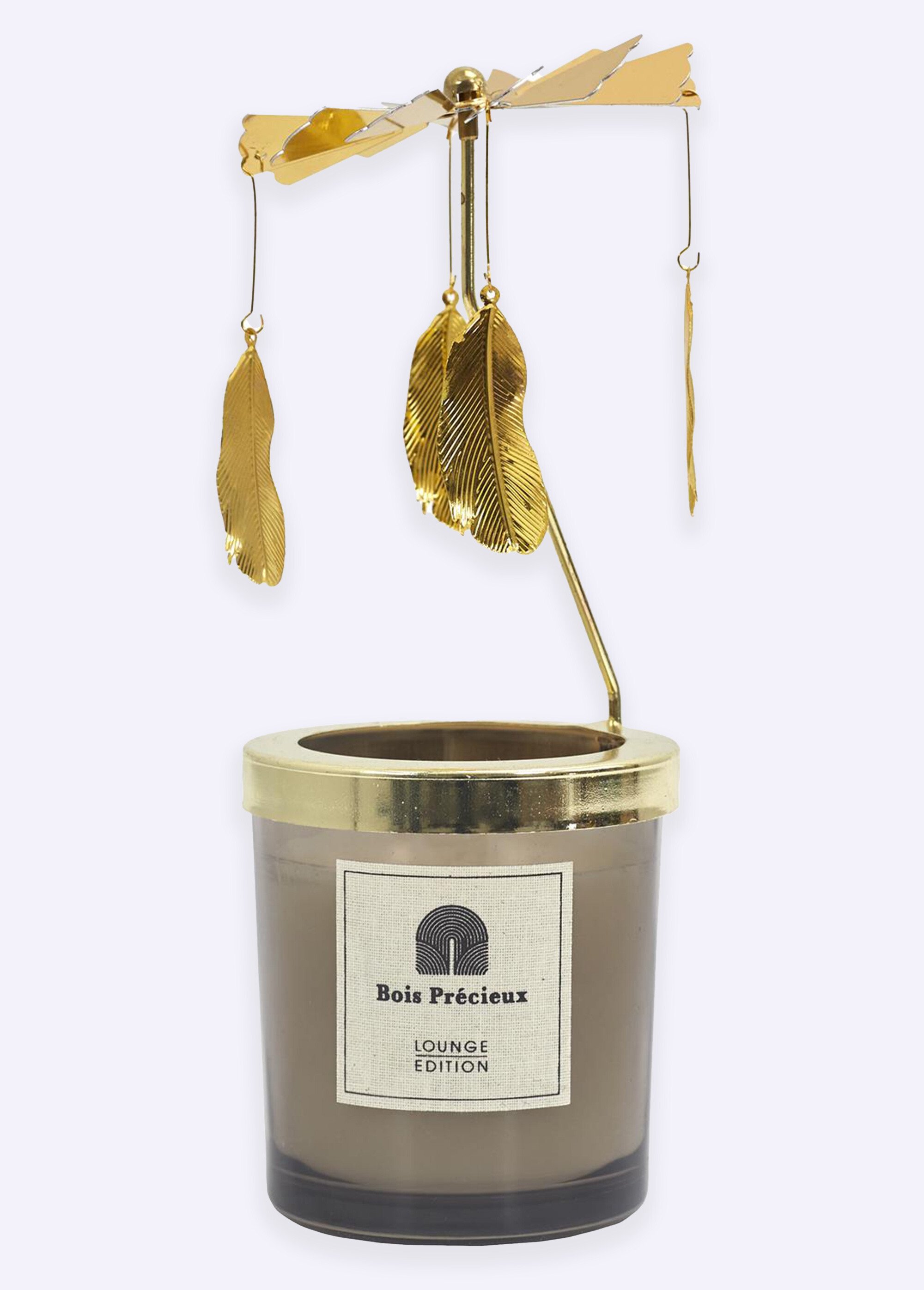 Bougie parfumée avec carrousel en métal BOIS PRECIEUX CMP-BO0015 FA1