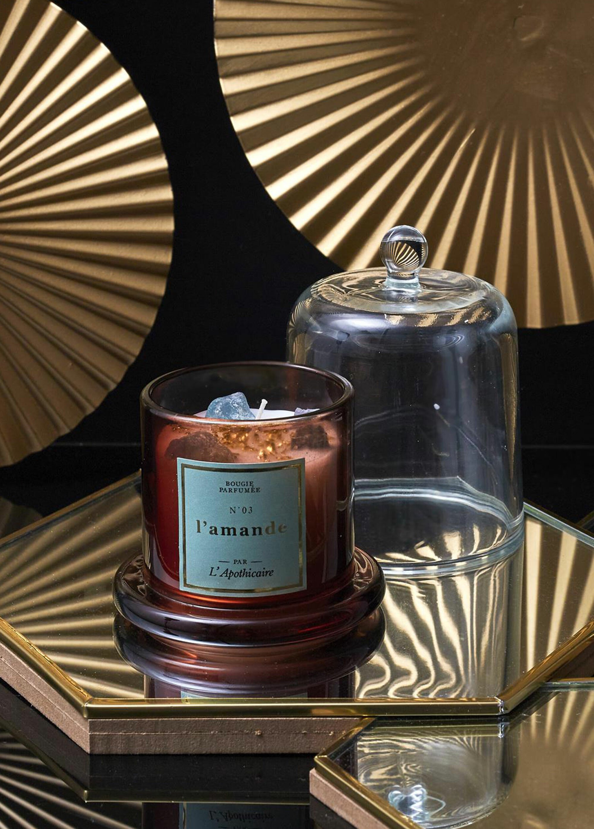 Bougie parfumée avec pierres + cloche Vert CMP-BO0137 SI1