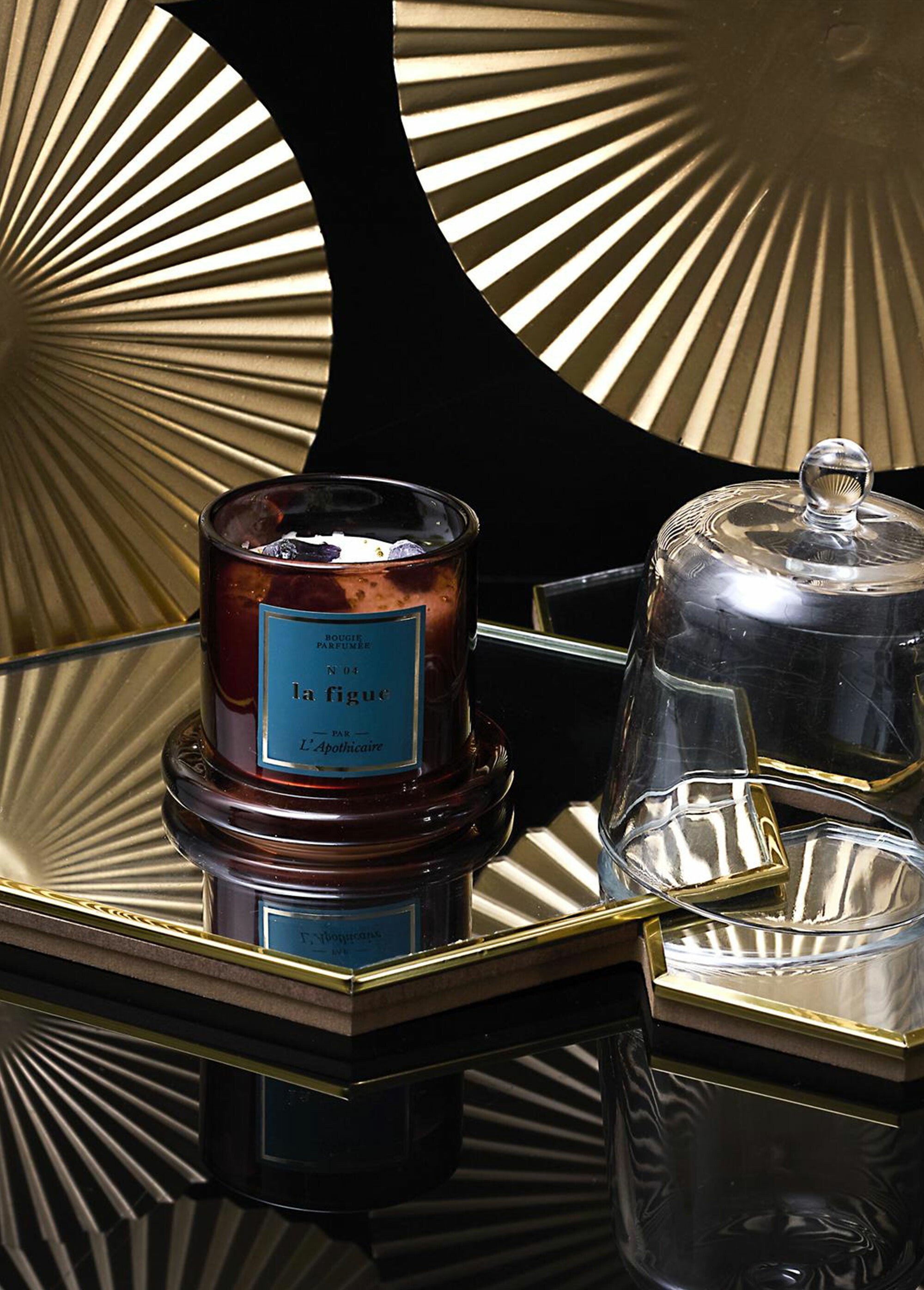 Bougie parfumée avec pierres + cloche Rose CMP-BO0137 SI1