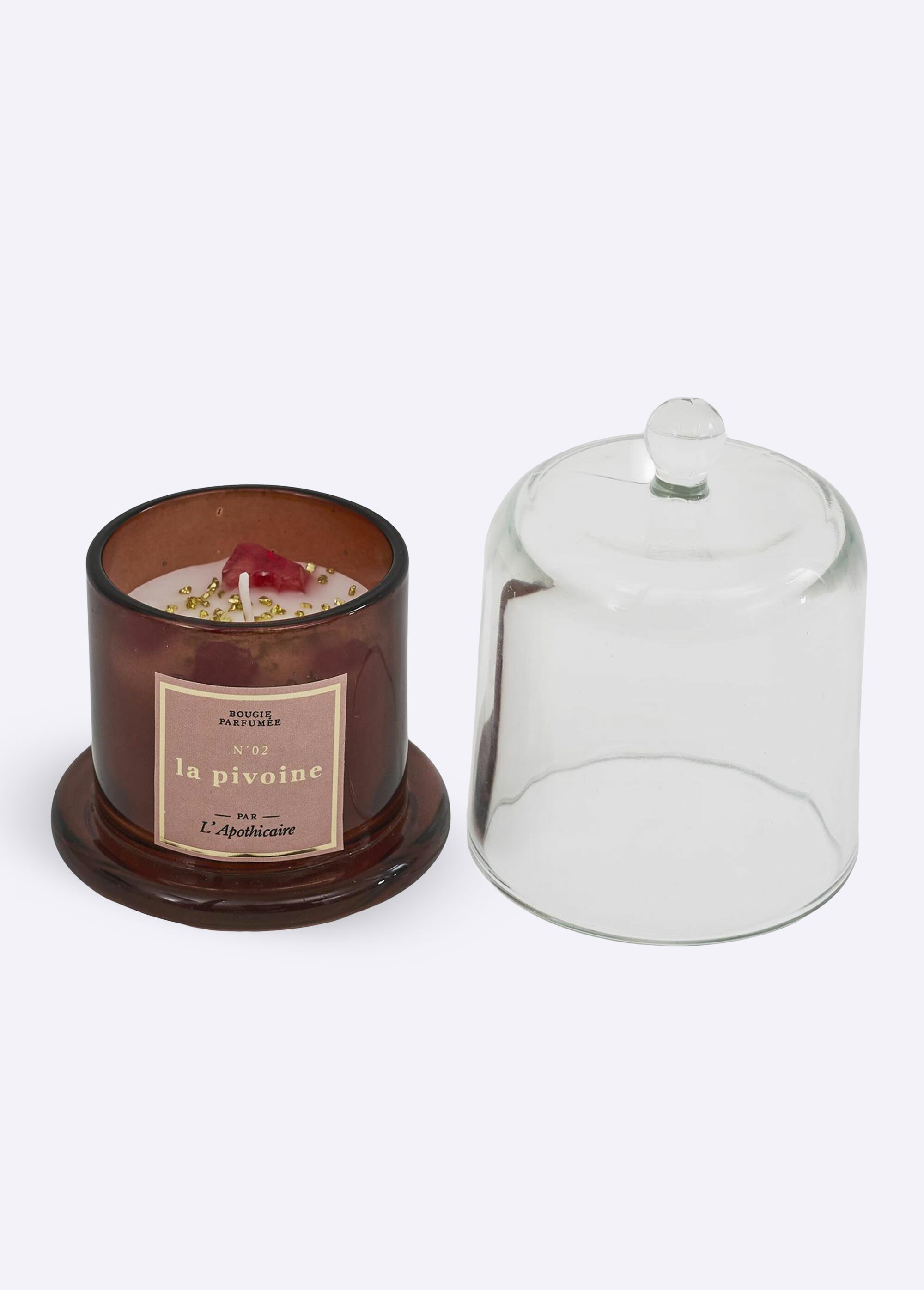 Bougie parfumée avec pierres + cloche Rose CMP-BO0137 DE1