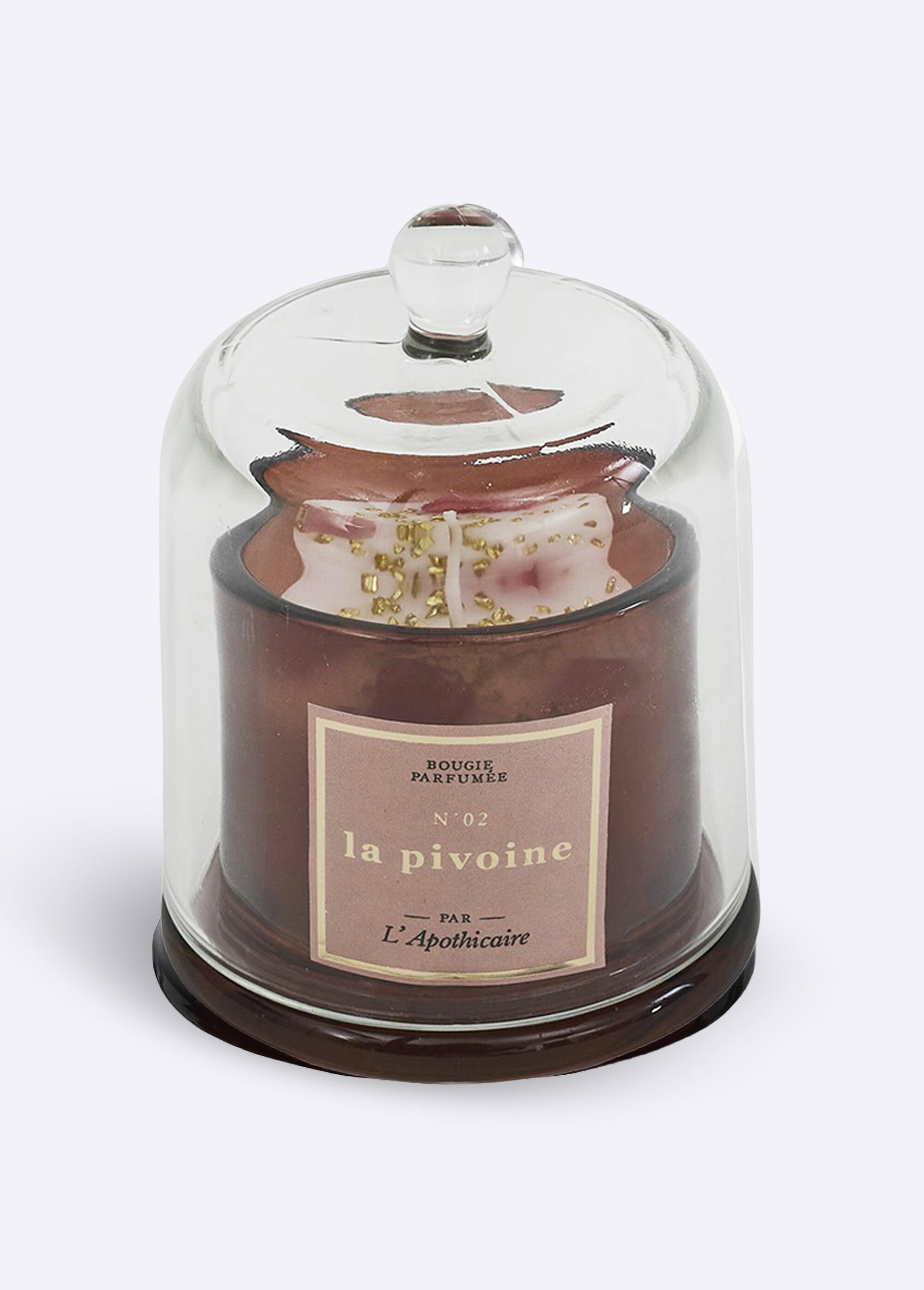 Bougie parfumée avec pierres + cloche Rose CMP-BO0137 FA1