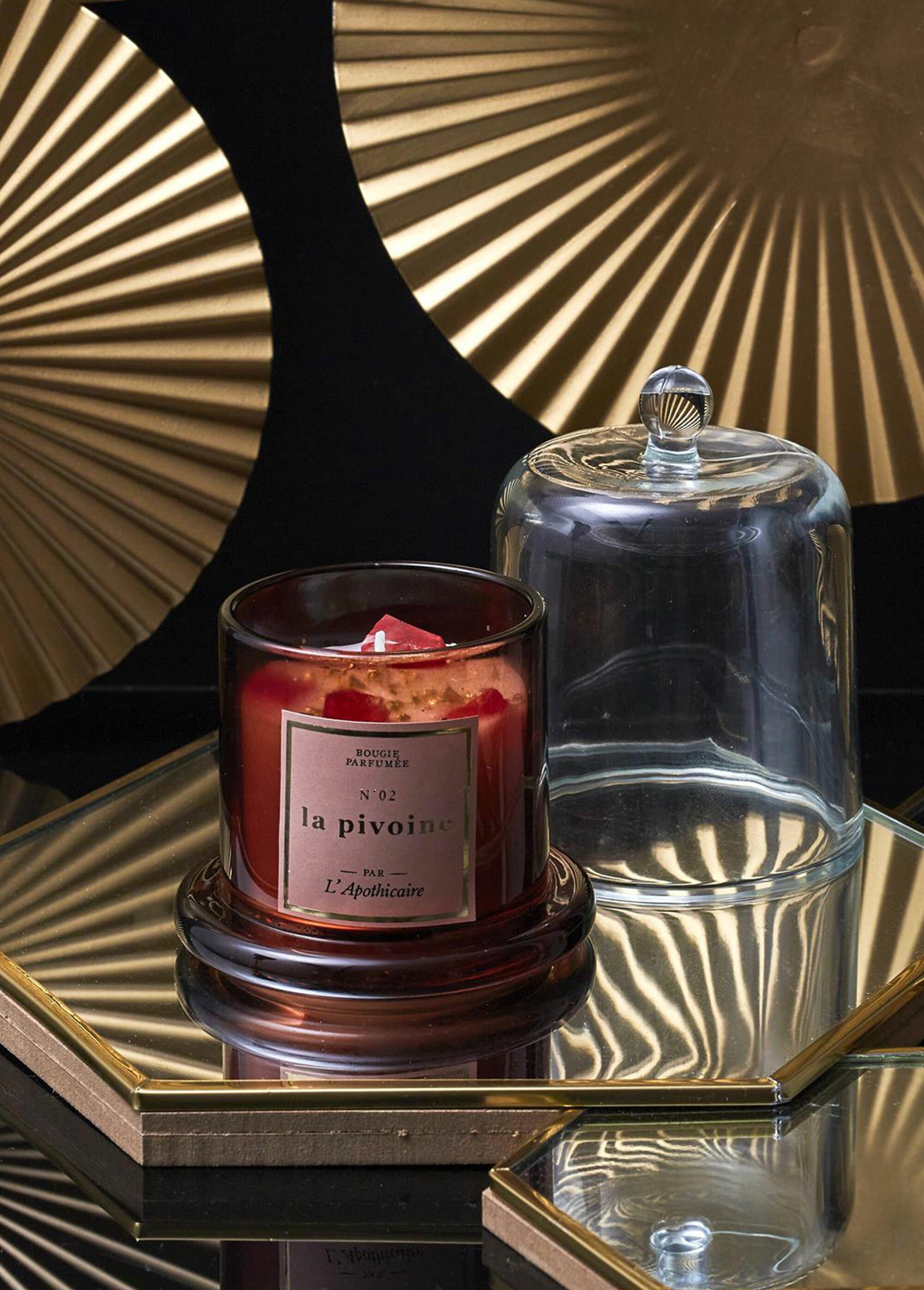 Bougie parfumée avec pierres + cloche Rose CMP-BO0137 SI1