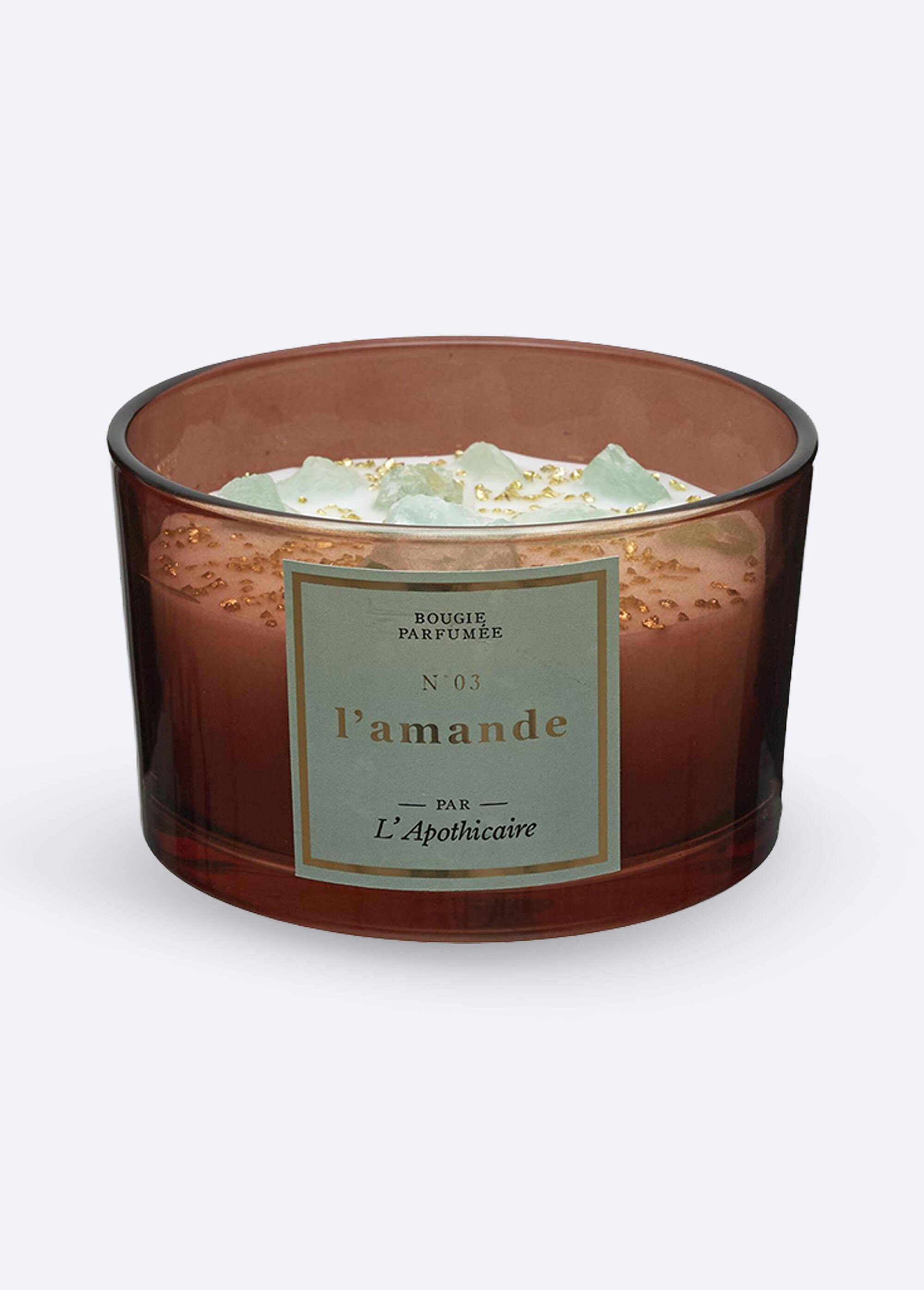 Bougie parfumée avec pierres, 7,8cm Vert CMP-BO0136 FA1