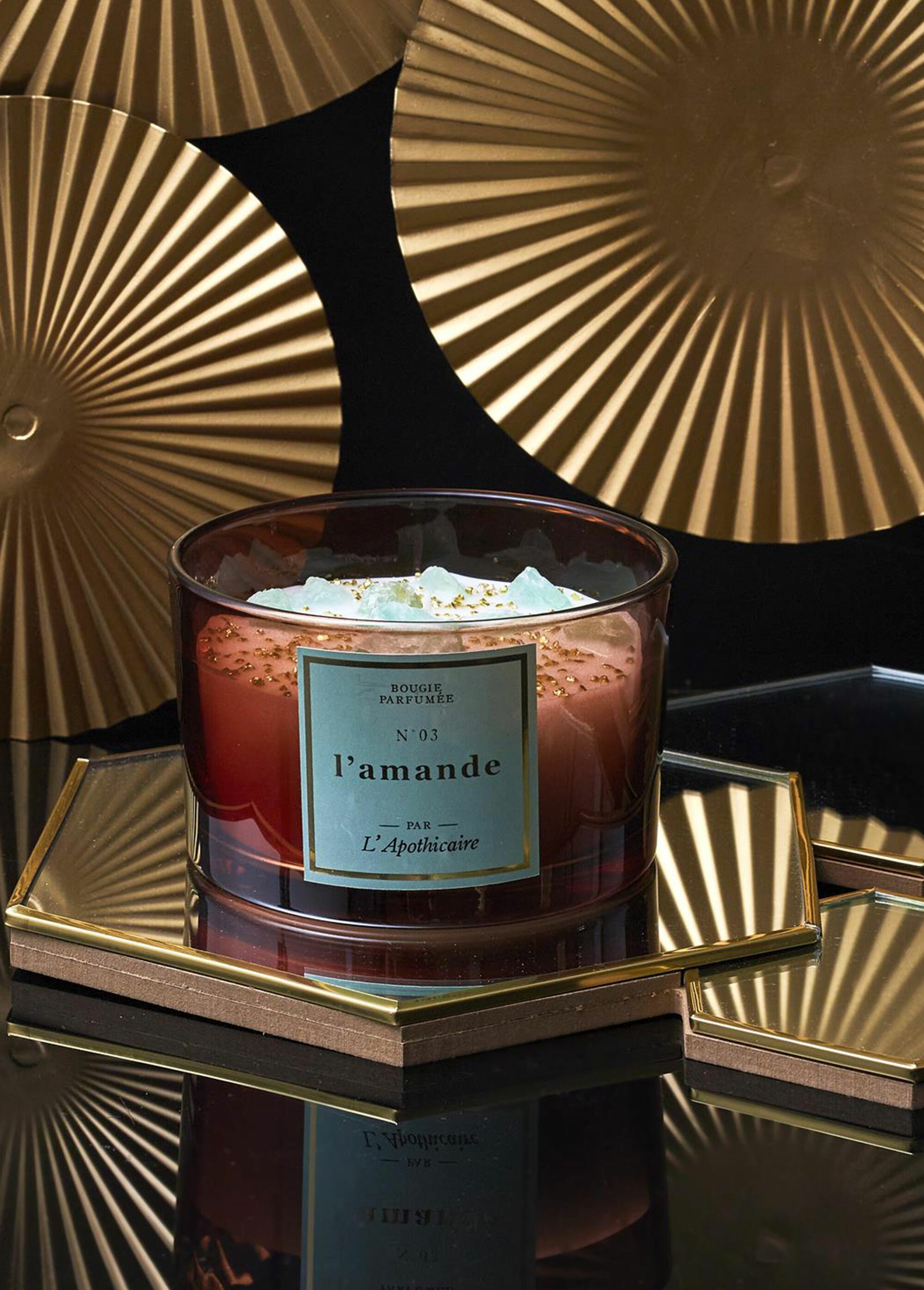 Bougie parfumée avec pierres, 7,8cm Vert CMP-BO0136 SI1