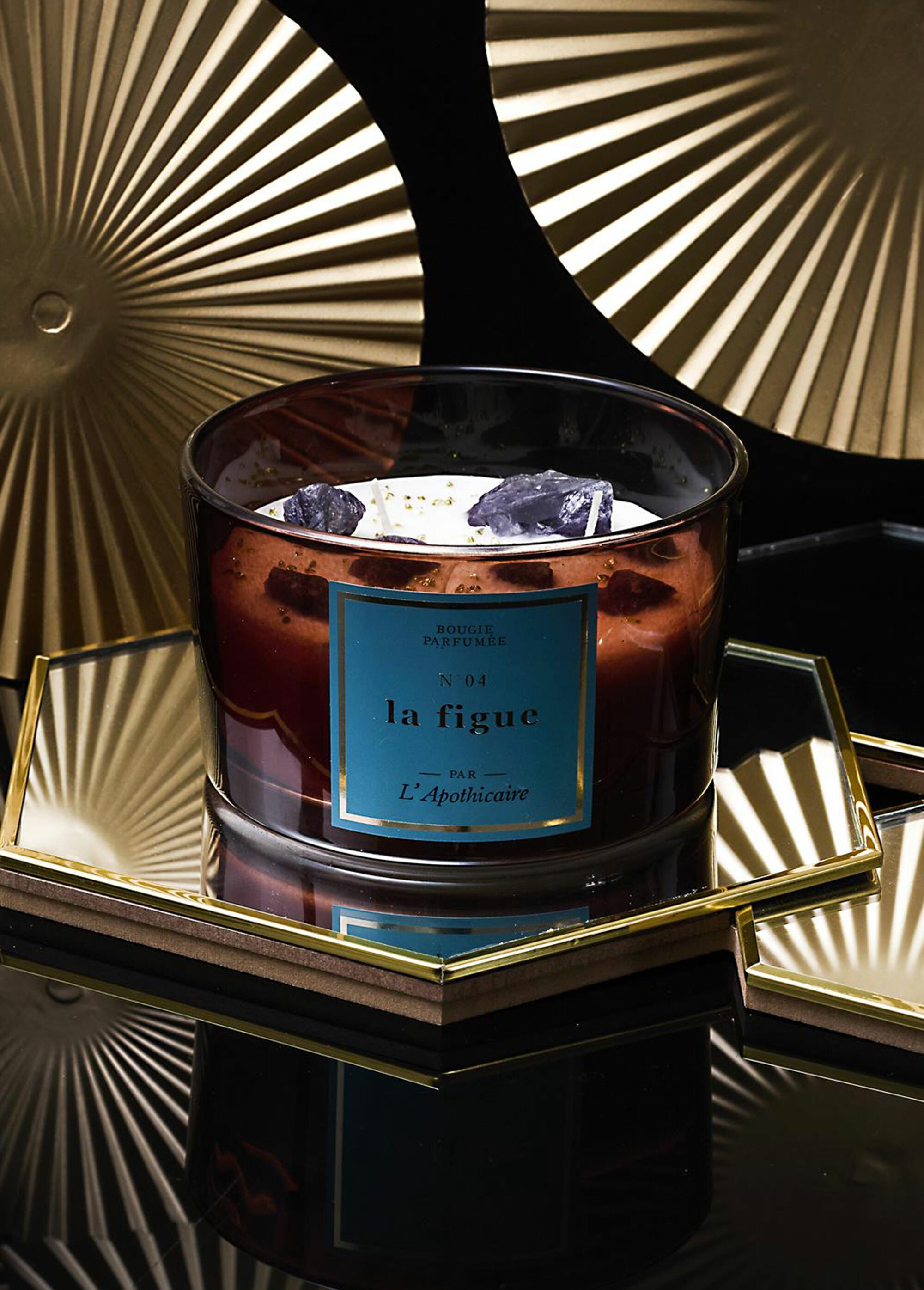 Bougie parfumée avec pierres, 7,8cm Rose CMP-BO0136 SI1