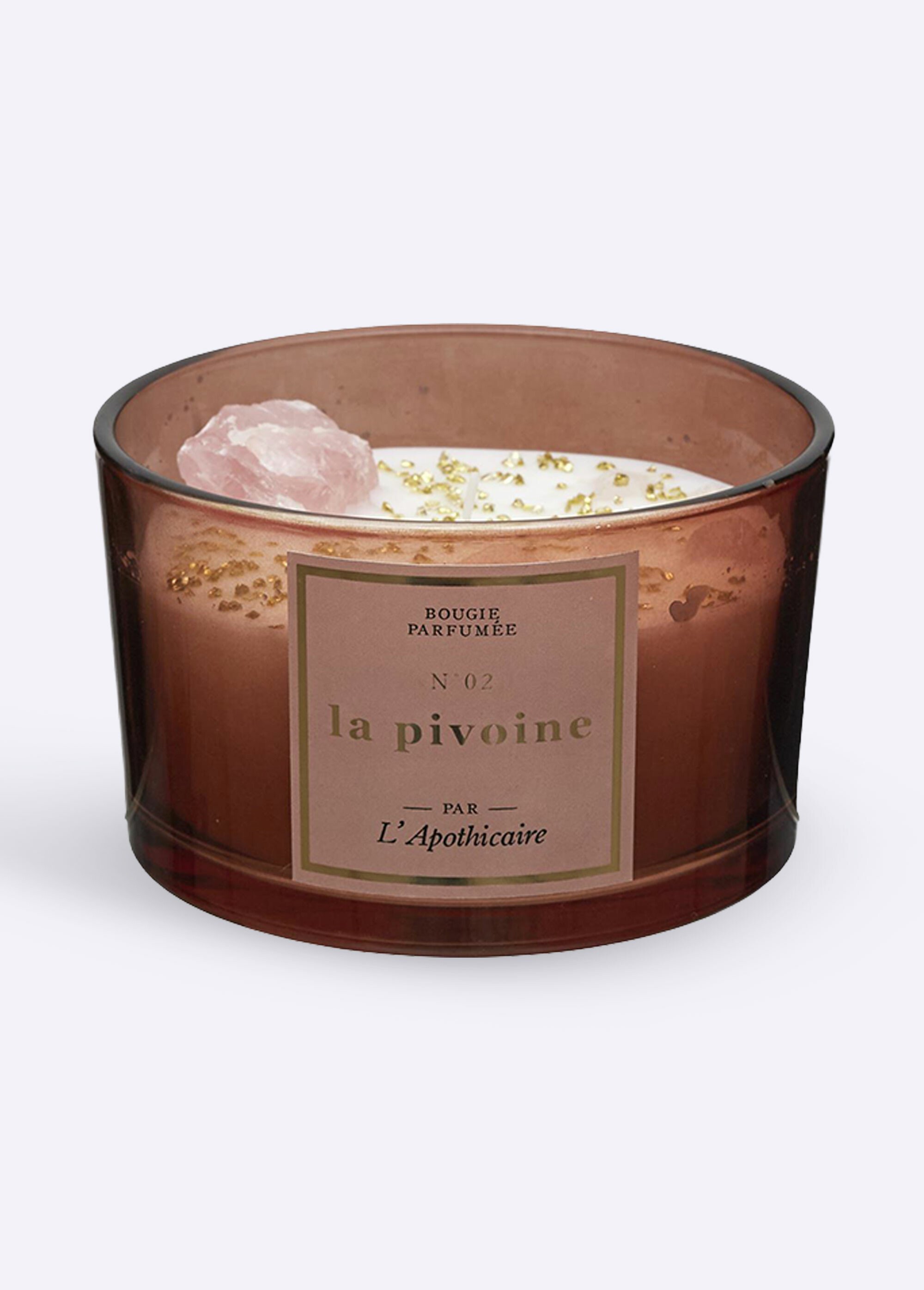 Bougie parfumée avec pierres, 7,8cm Rose CMP-BO0136 FA1