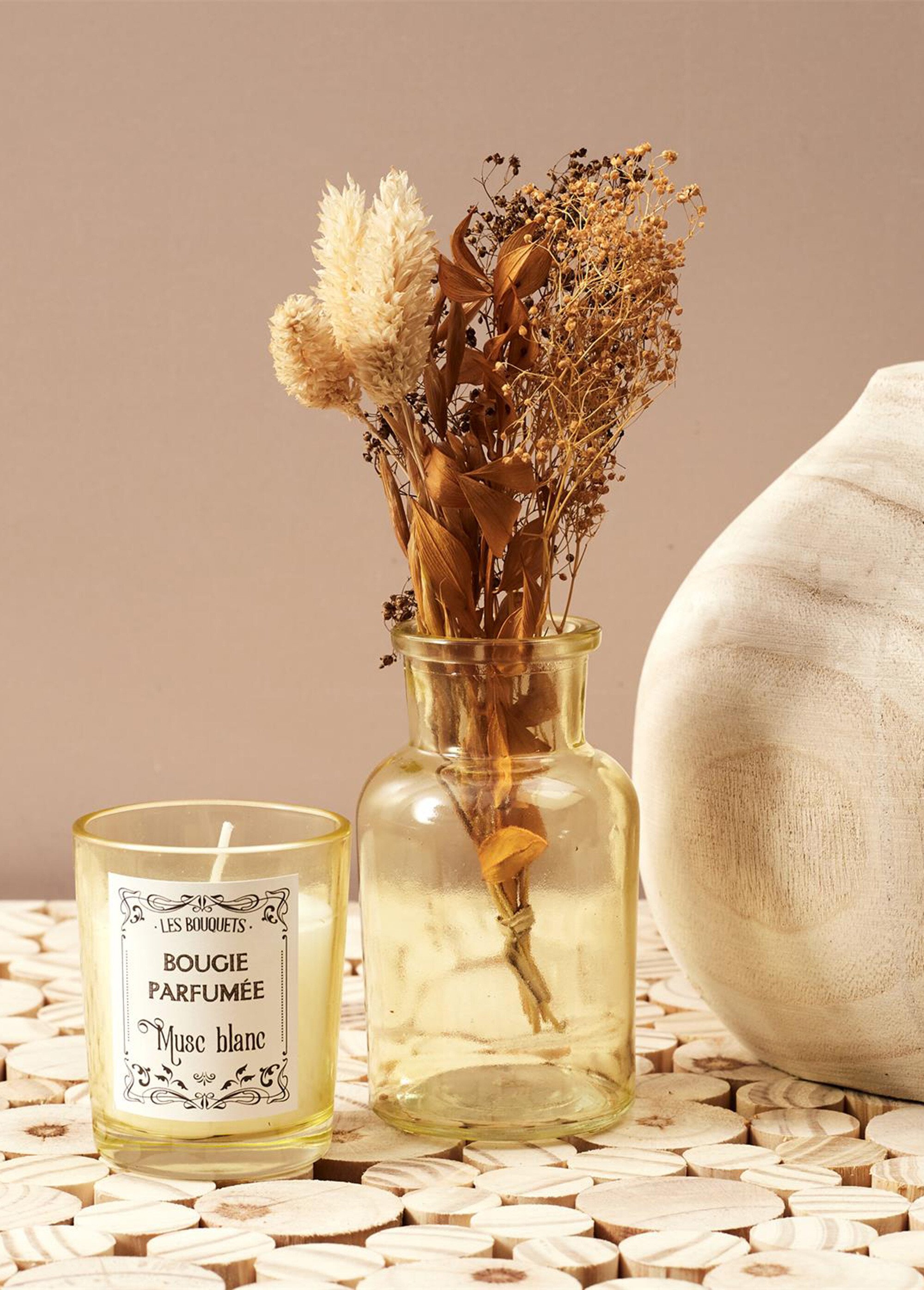 Coffret bougie parfumée + fleurs séchées bouquet MUSC BLANC CMP-BO0045 SI1