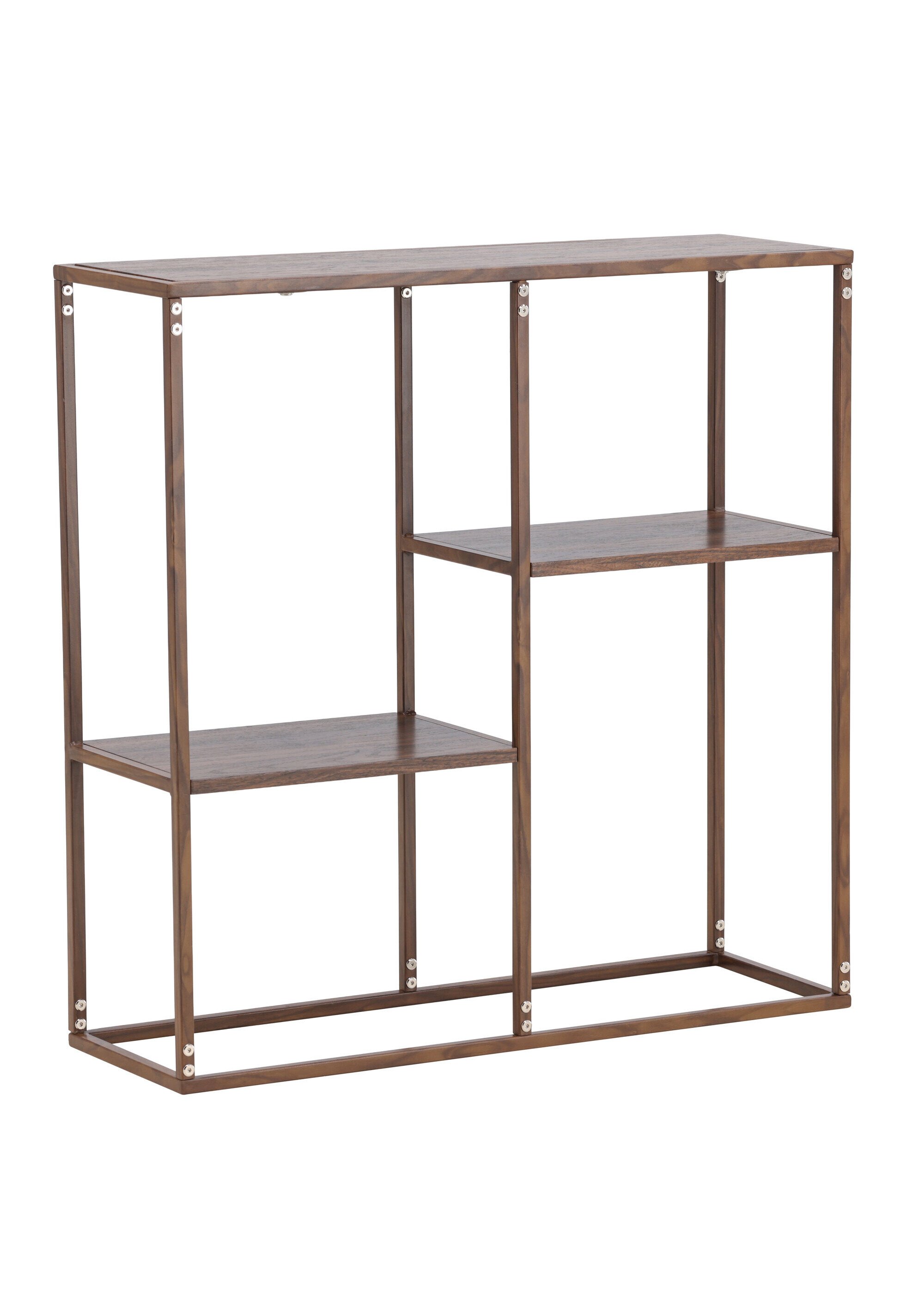 Console épurée bois et métal, 3 niveaux NOYER VEN-63358-444 DO1