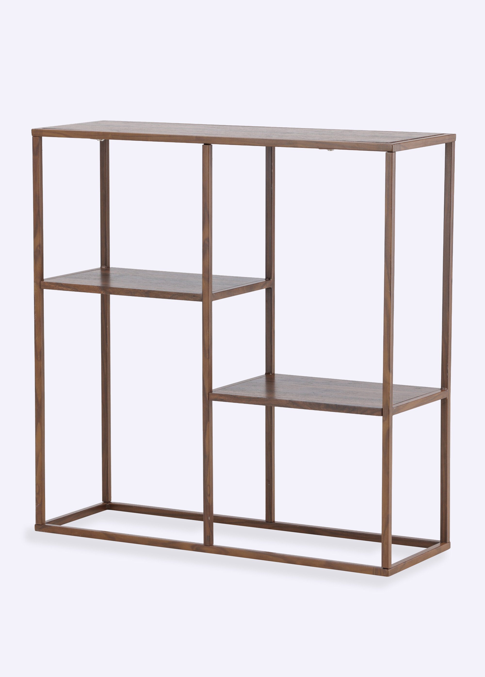 Console épurée bois et métal, 3 niveaux NOYER VEN-63358-444 FA1