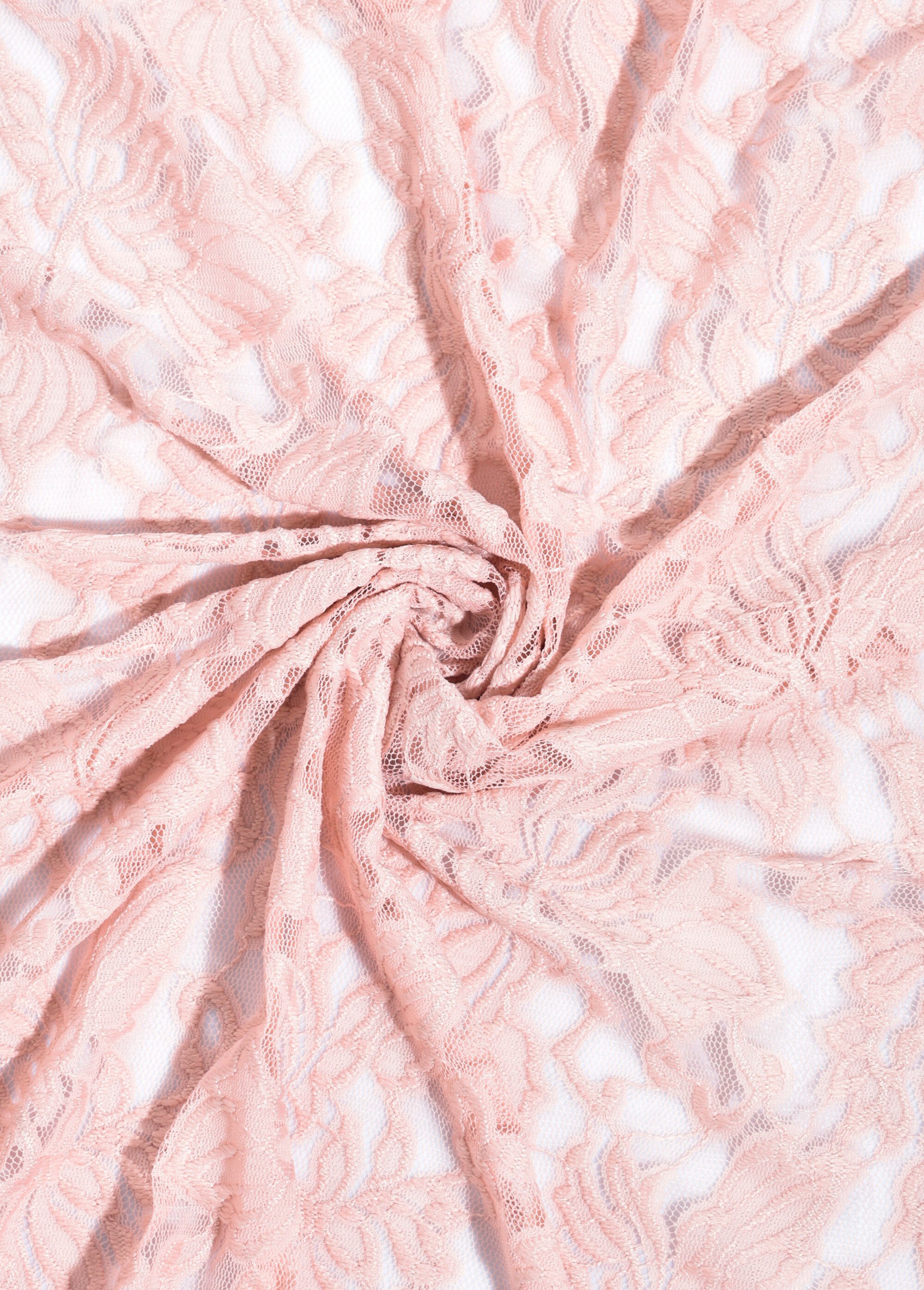 Coupon tissu, dentelle pétales ROSE COT150632 FA1