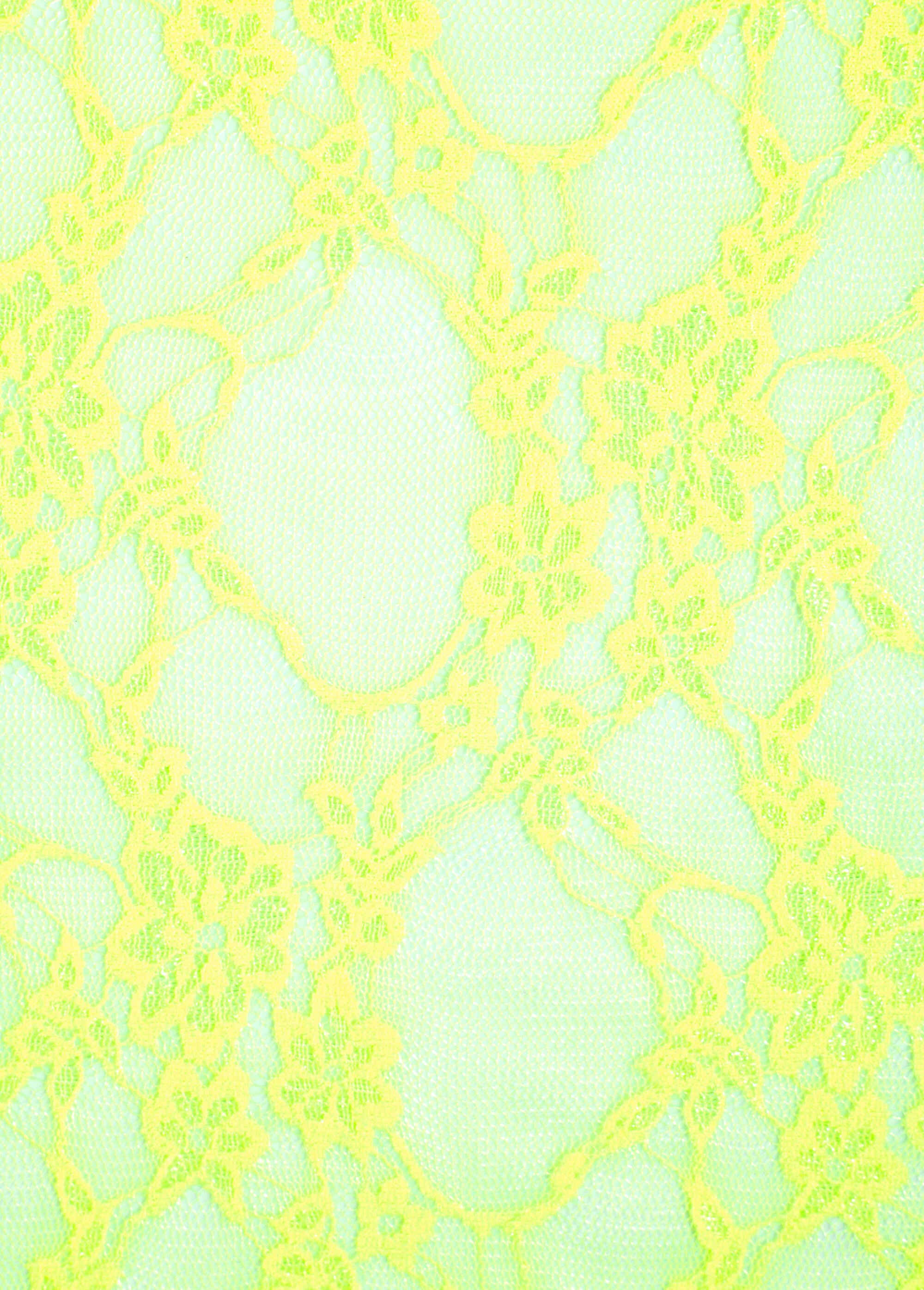 Coupon tissu habillement dentelle Flashy JAUNE FLUO COT150519 DE2