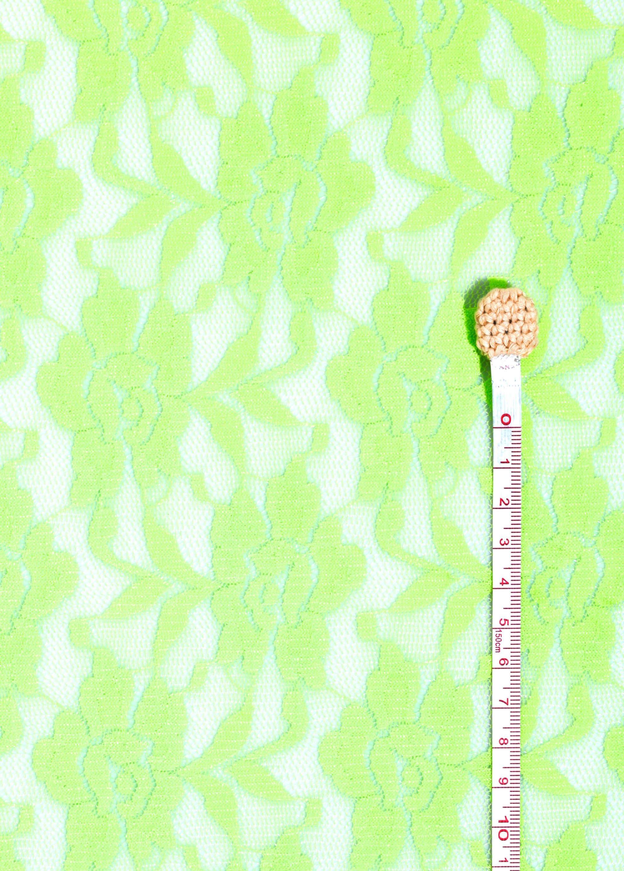 Coupon tissu habillement dentelle, Funny VERT FLUO COT150519B DE1