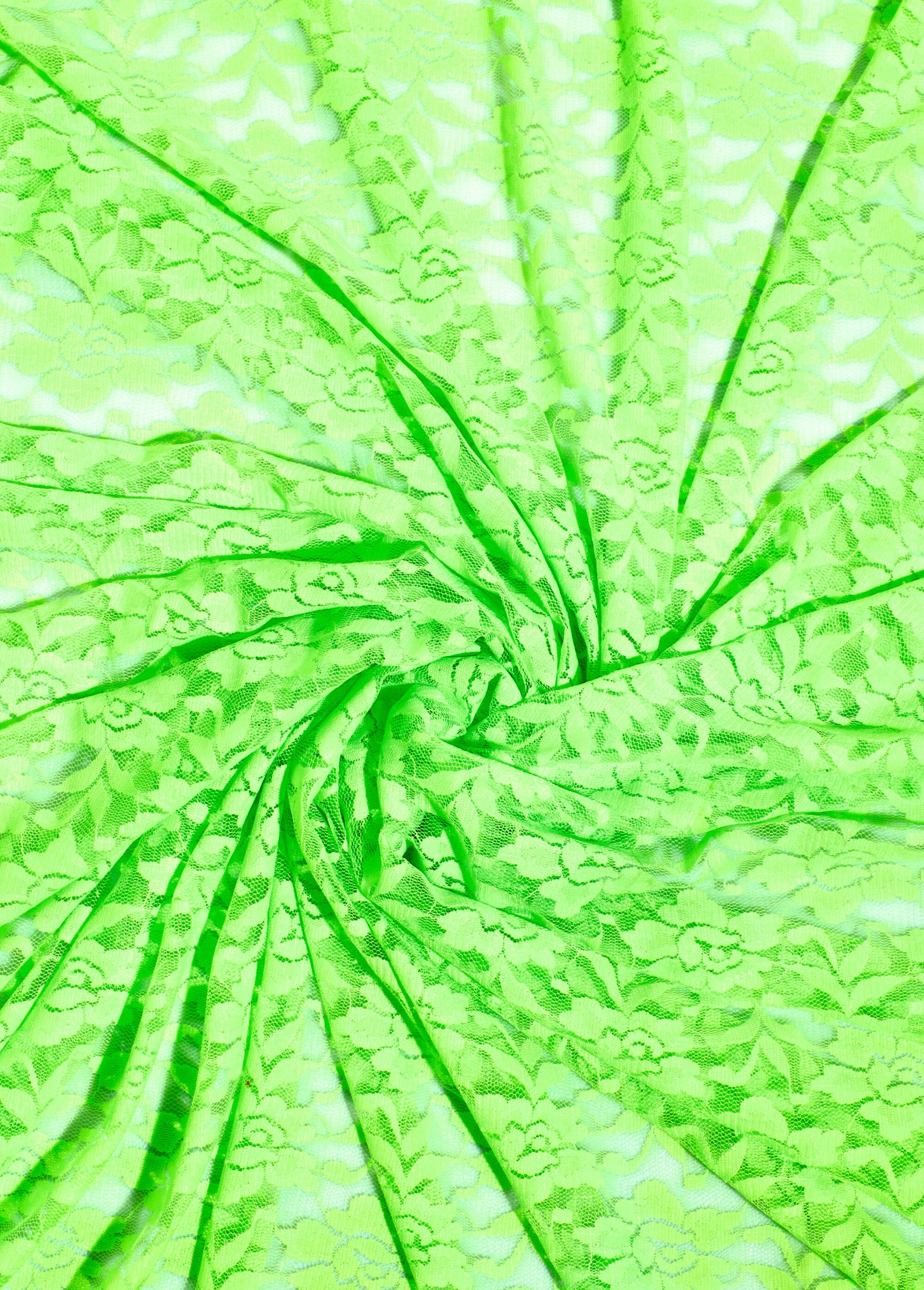 Coupon tissu habillement dentelle, Funny VERT FLUO COT150519B FA1