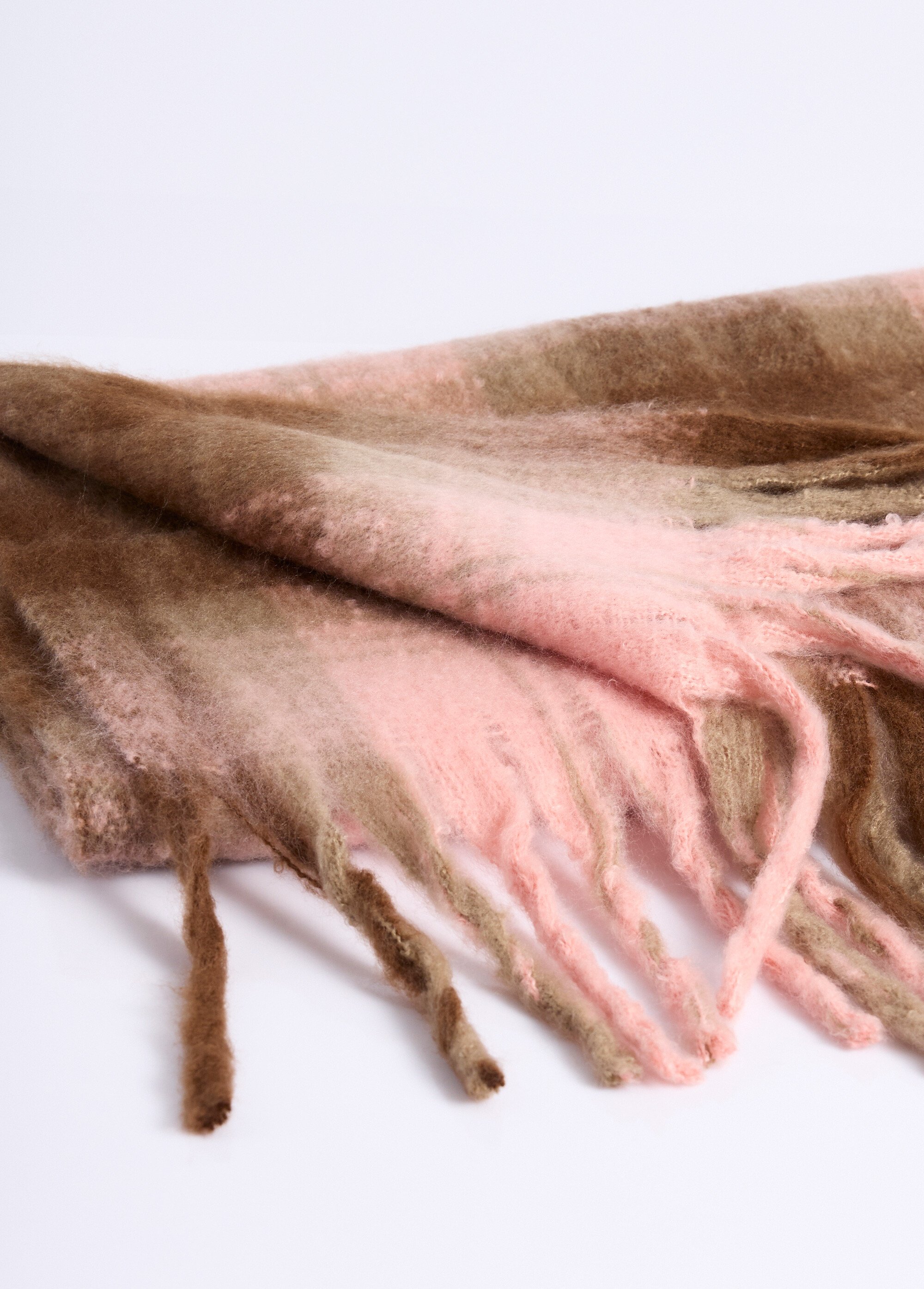 Echarpe longue à carreaux, à franges Femme CARREAUX ROSE NES180LSW2531 DE1