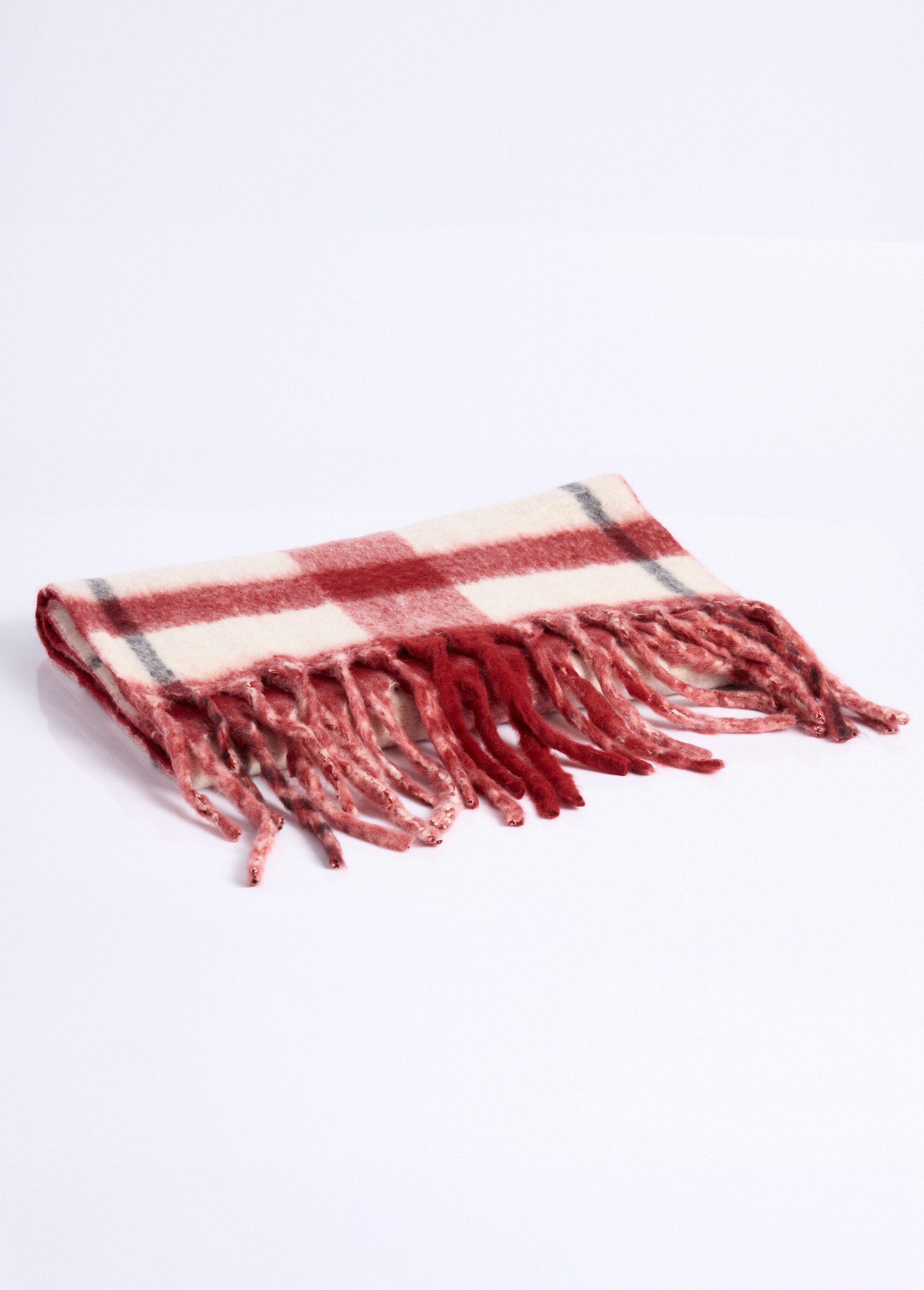 Echarpe longue bicolore carreaux / uni