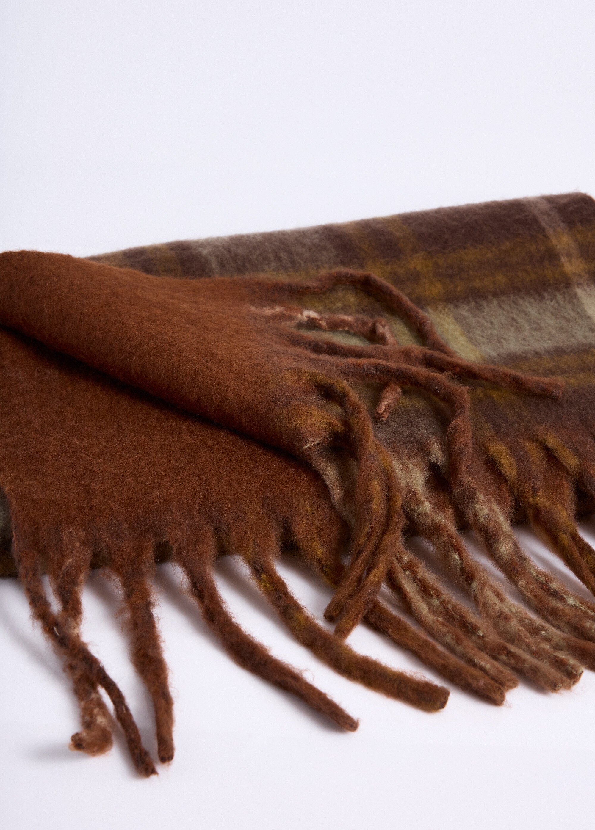 Echarpe longue bicolore carreaux / uni