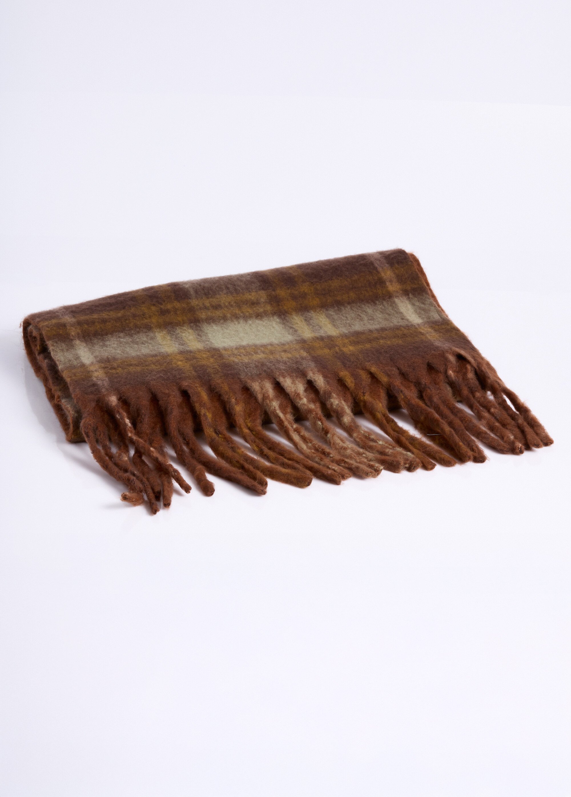 Echarpe longue bicolore carreaux / uni