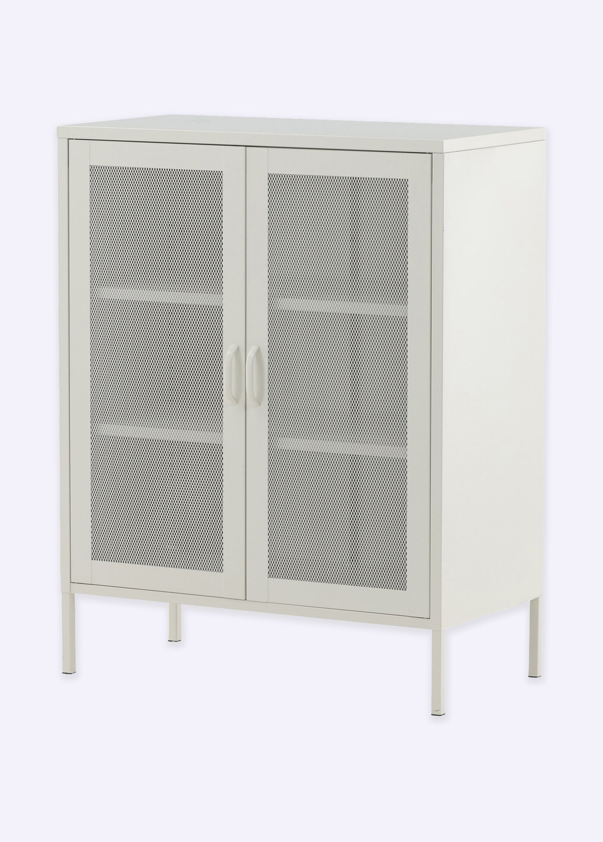 Meuble bas à portes grillagées, clair BLANC VEN-15360-201 FA1