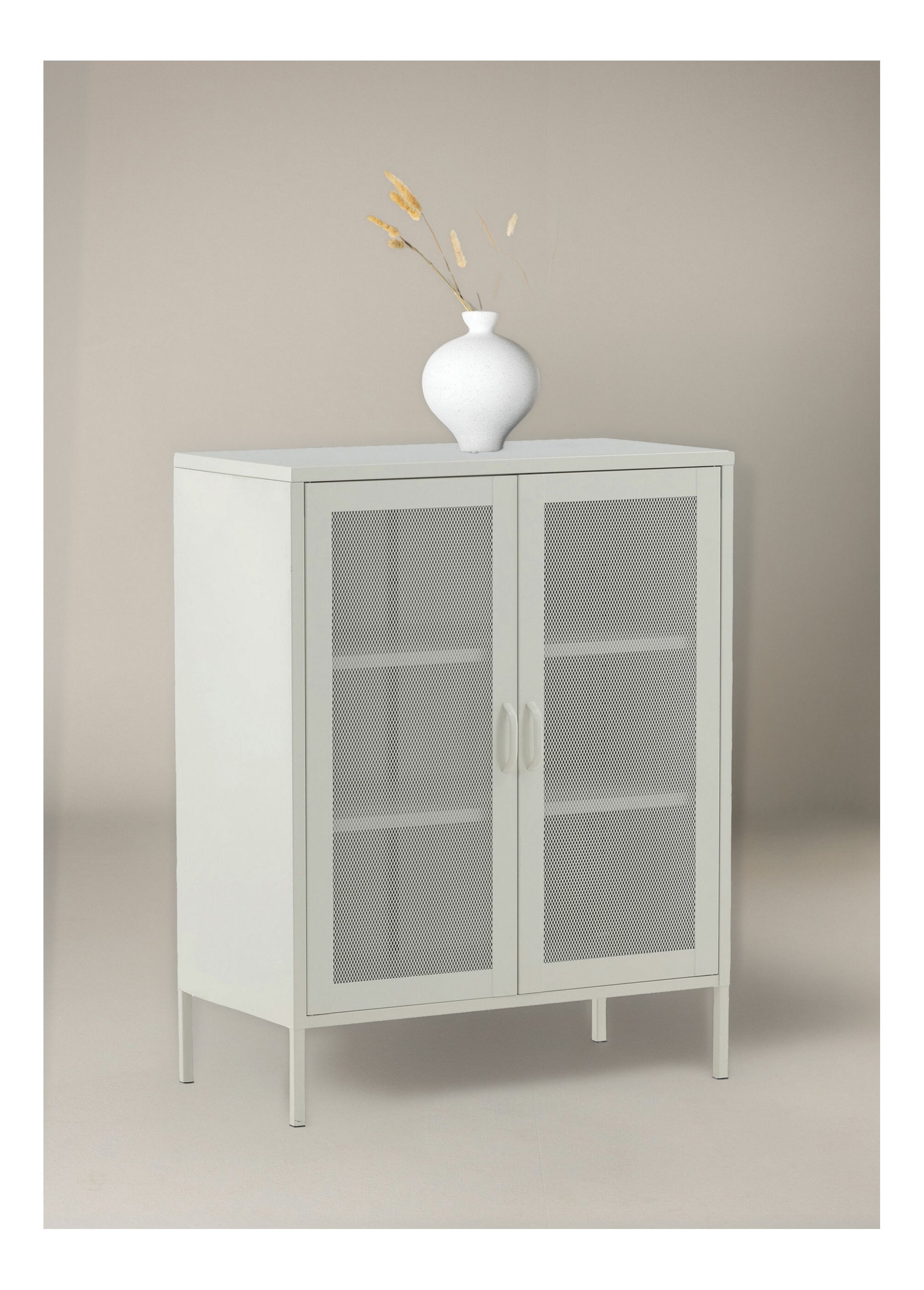 Meuble bas à portes grillagées, clair BLANC VEN-15360-201 SI1